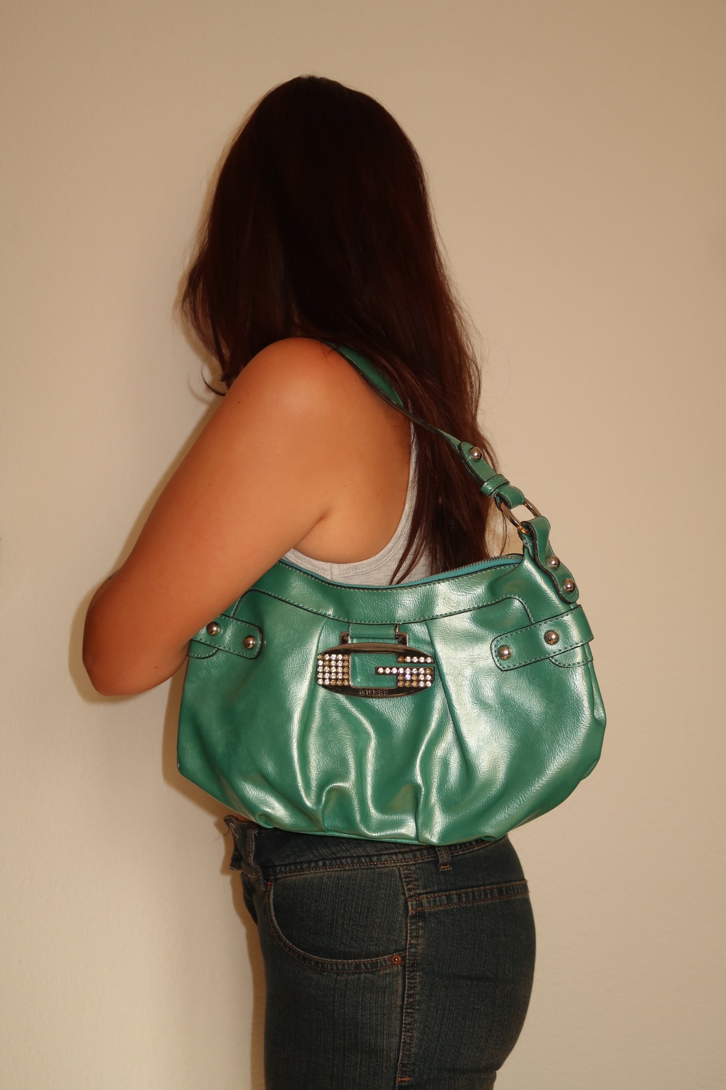 Guess Vintage Y2K Schultertasche Türkis