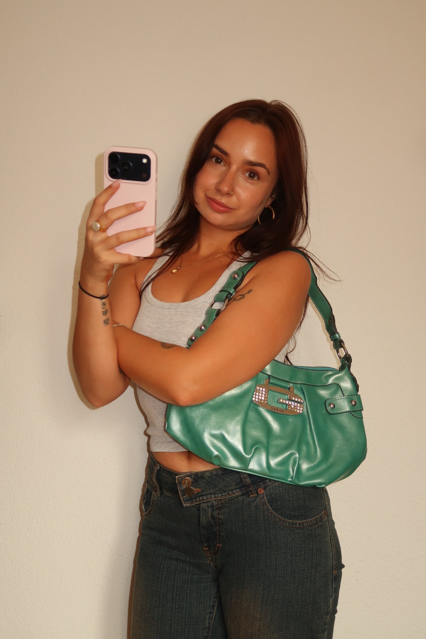Guess Vintage Y2K Schultertasche Türkis