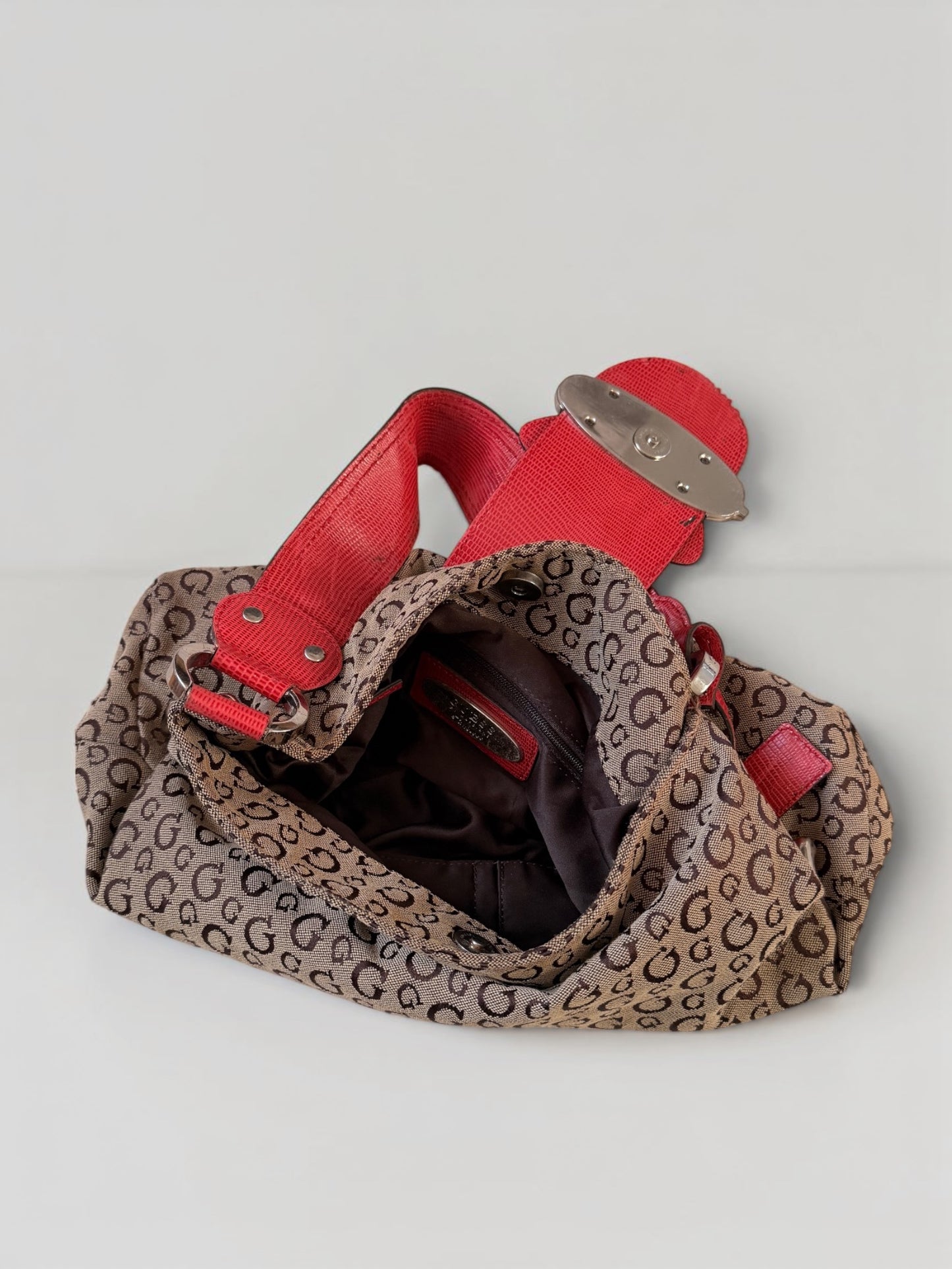 Vintage Guess Monogram Schultertasche Rot
