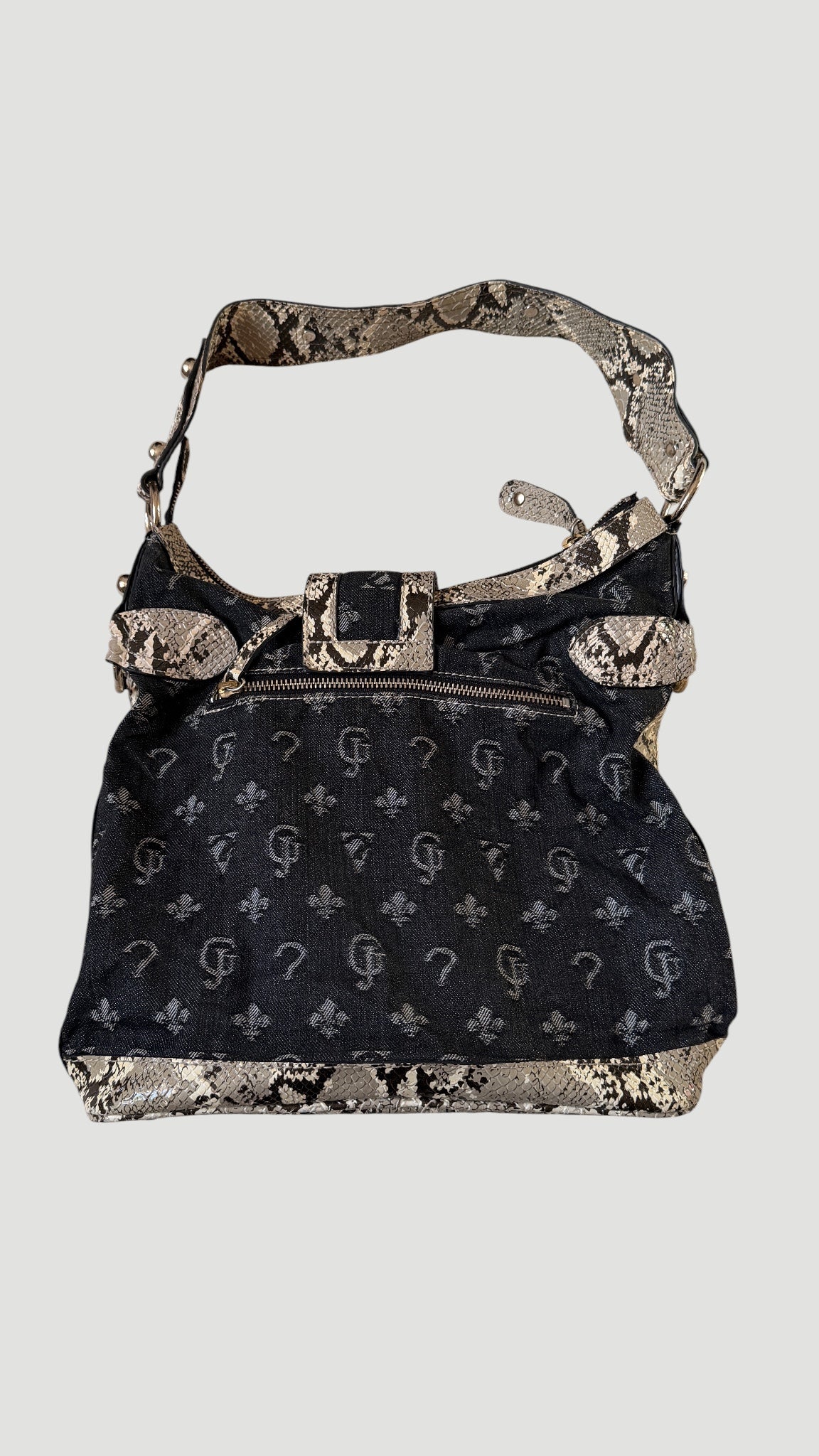 Vintage Guess Schultertasche Dunkelblau Schlangenmuster