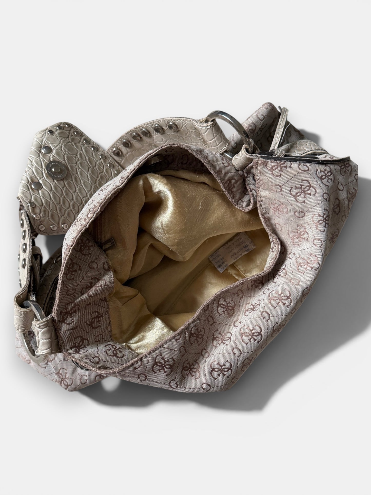 Vintage Guess Schultertasche Monogramm Beige