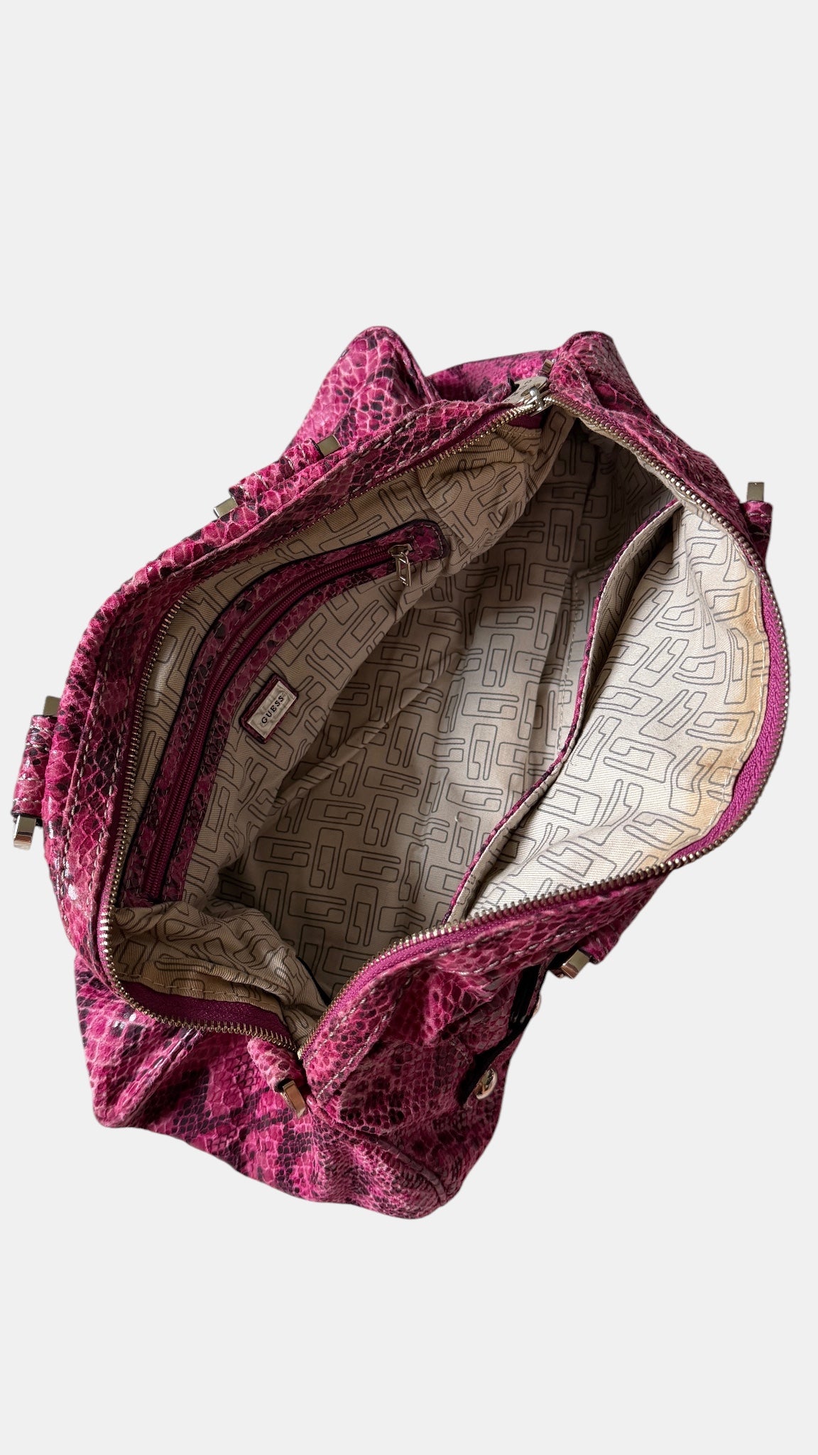 Vintage Guess Schultertasche Pink Snake Print