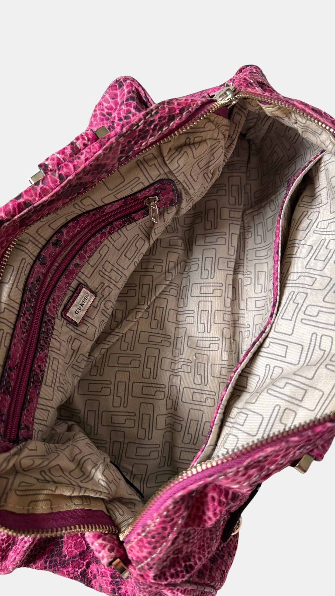 Vintage Guess Schultertasche Pink Snake Print
