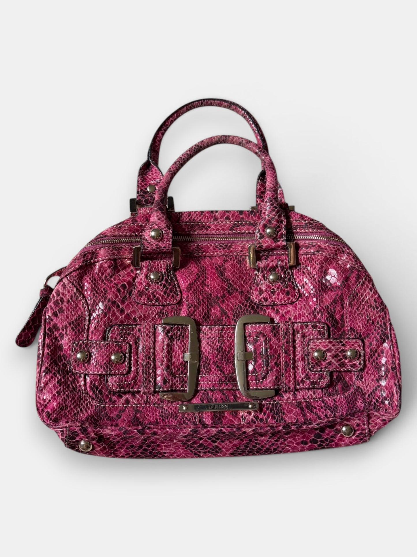 Vintage Guess Schultertasche Pink Snake Print
