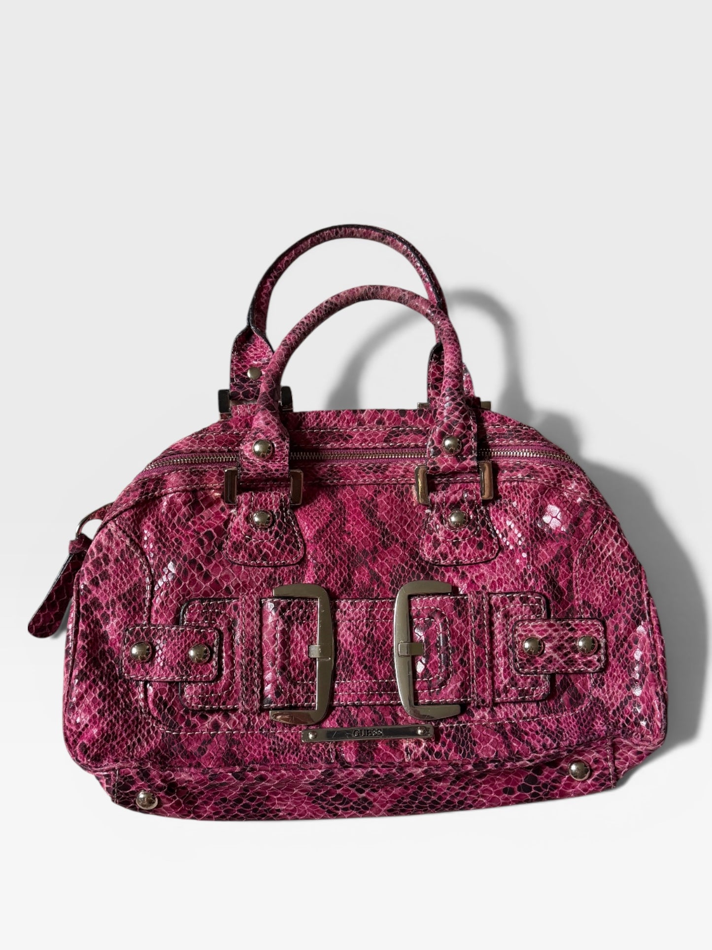Vintage Guess Schultertasche Pink Snake Print