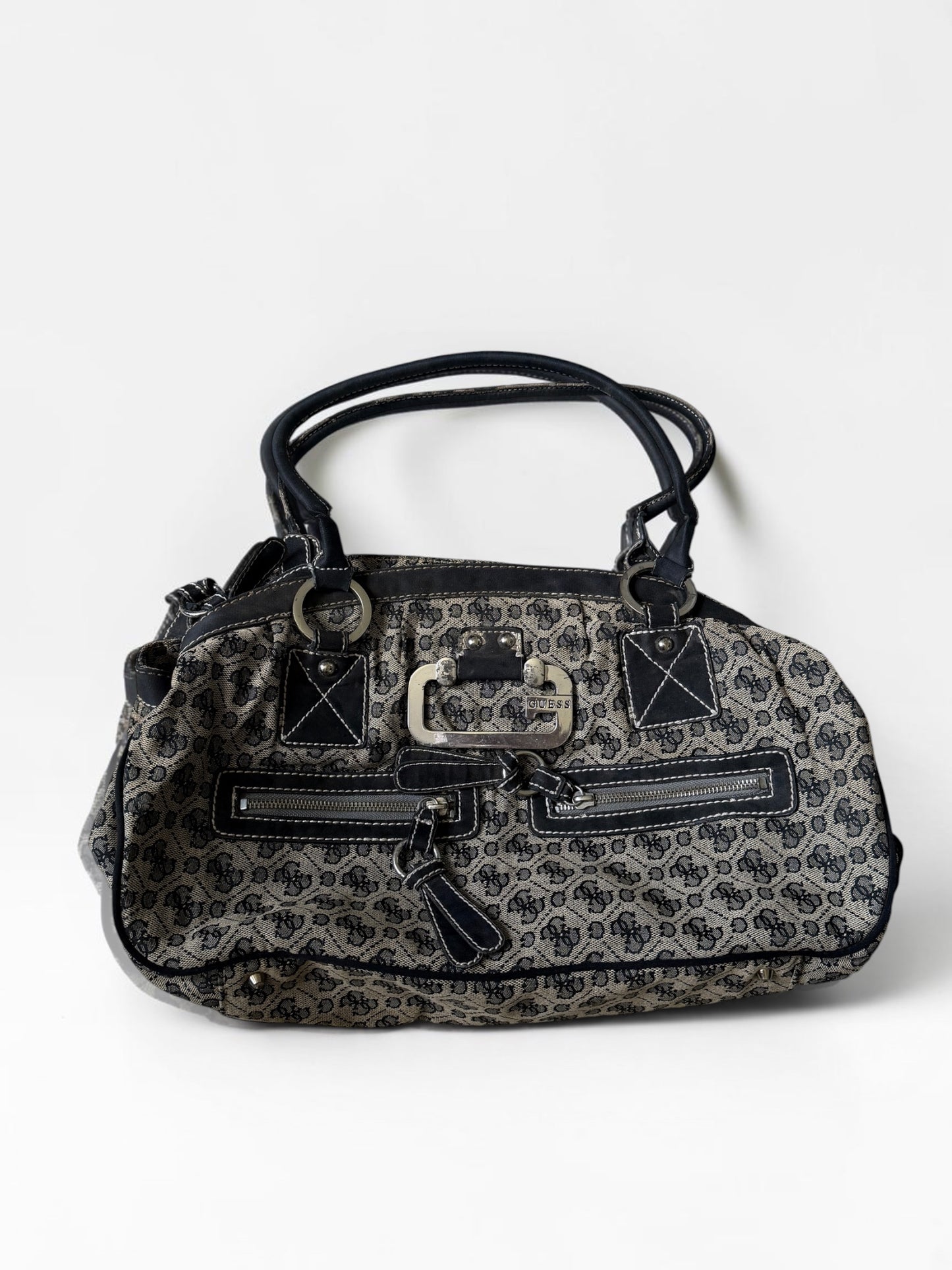 Vintage Guess Shopper Beige Schwarz Monogramm