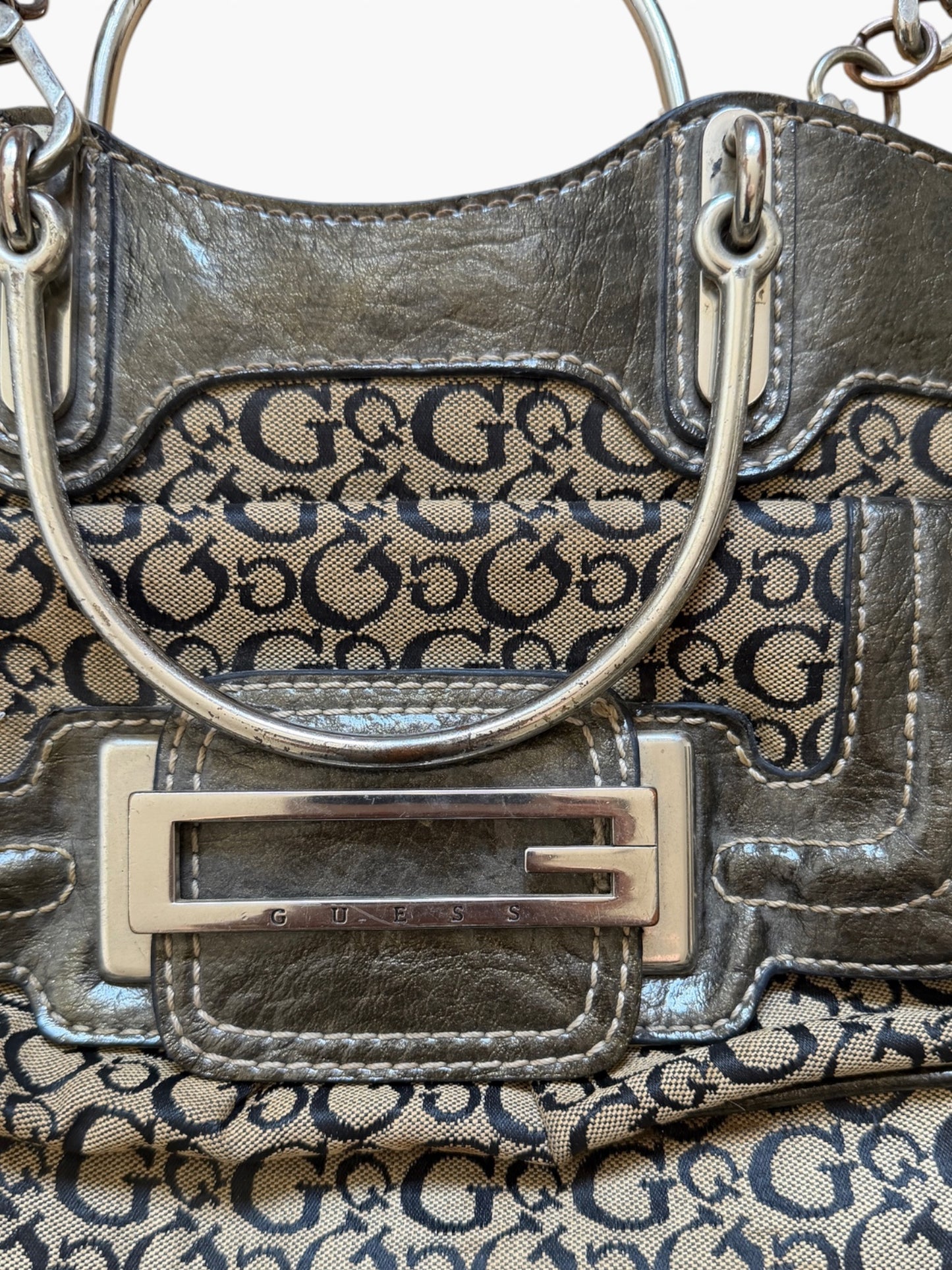 Vintage Guess Handtasche Beige mit Monogramm