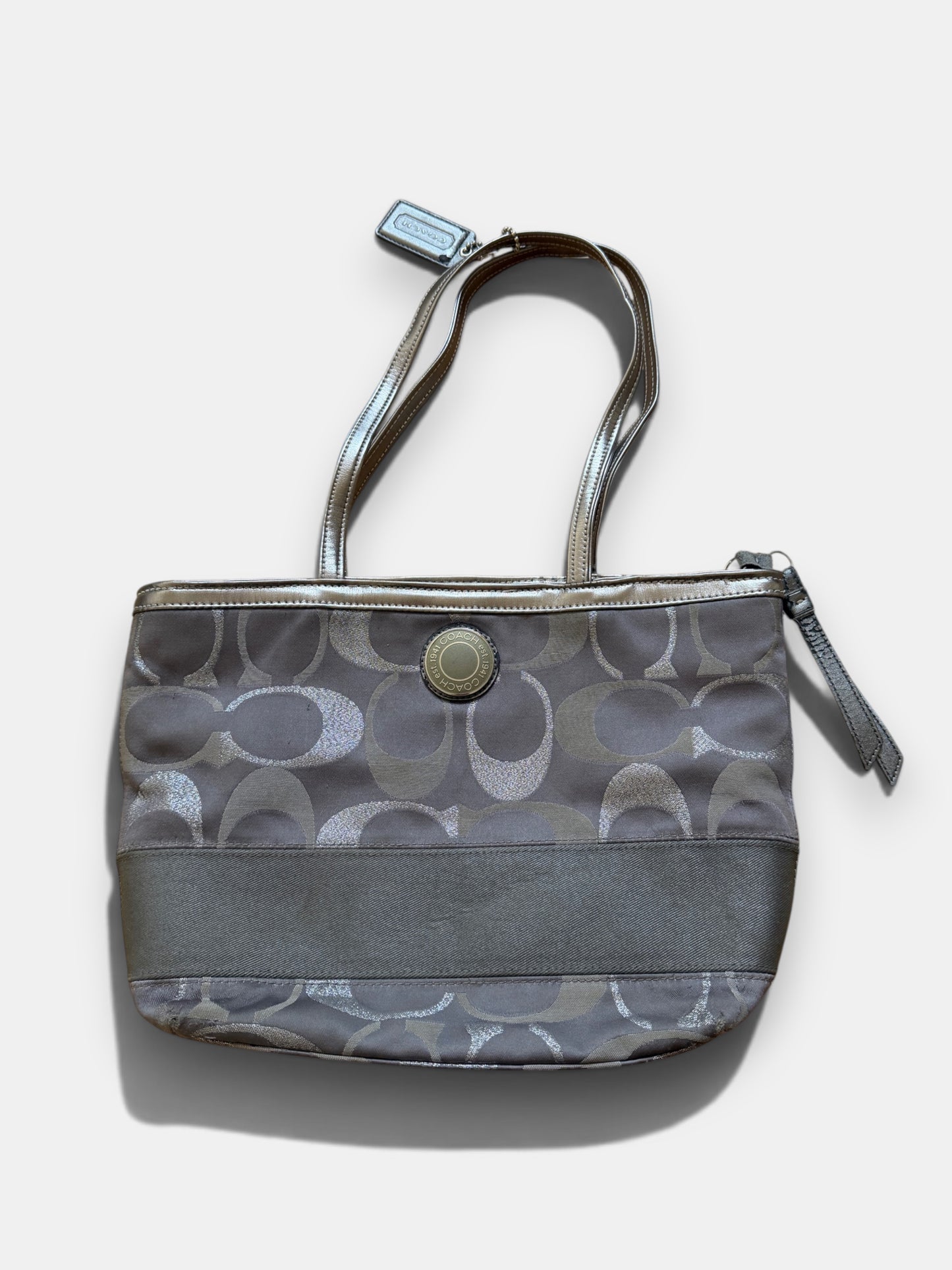 x Vintage Coach Handtasche Grau & Silber