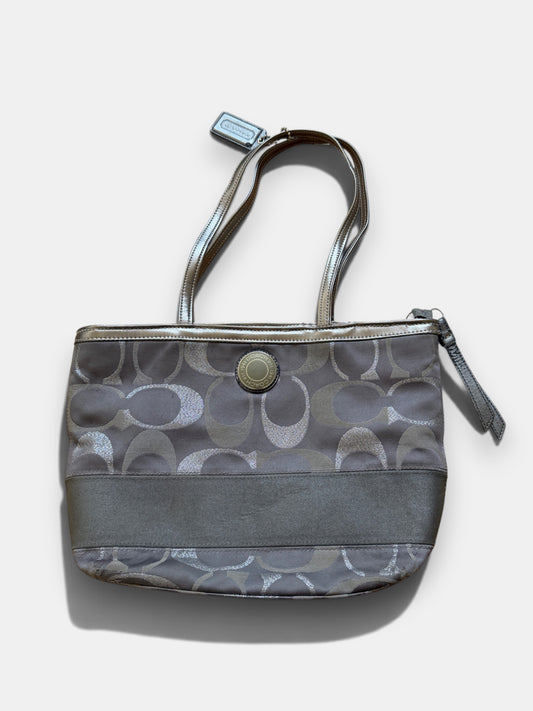 x Vintage Coach Handtasche Grau & Silber