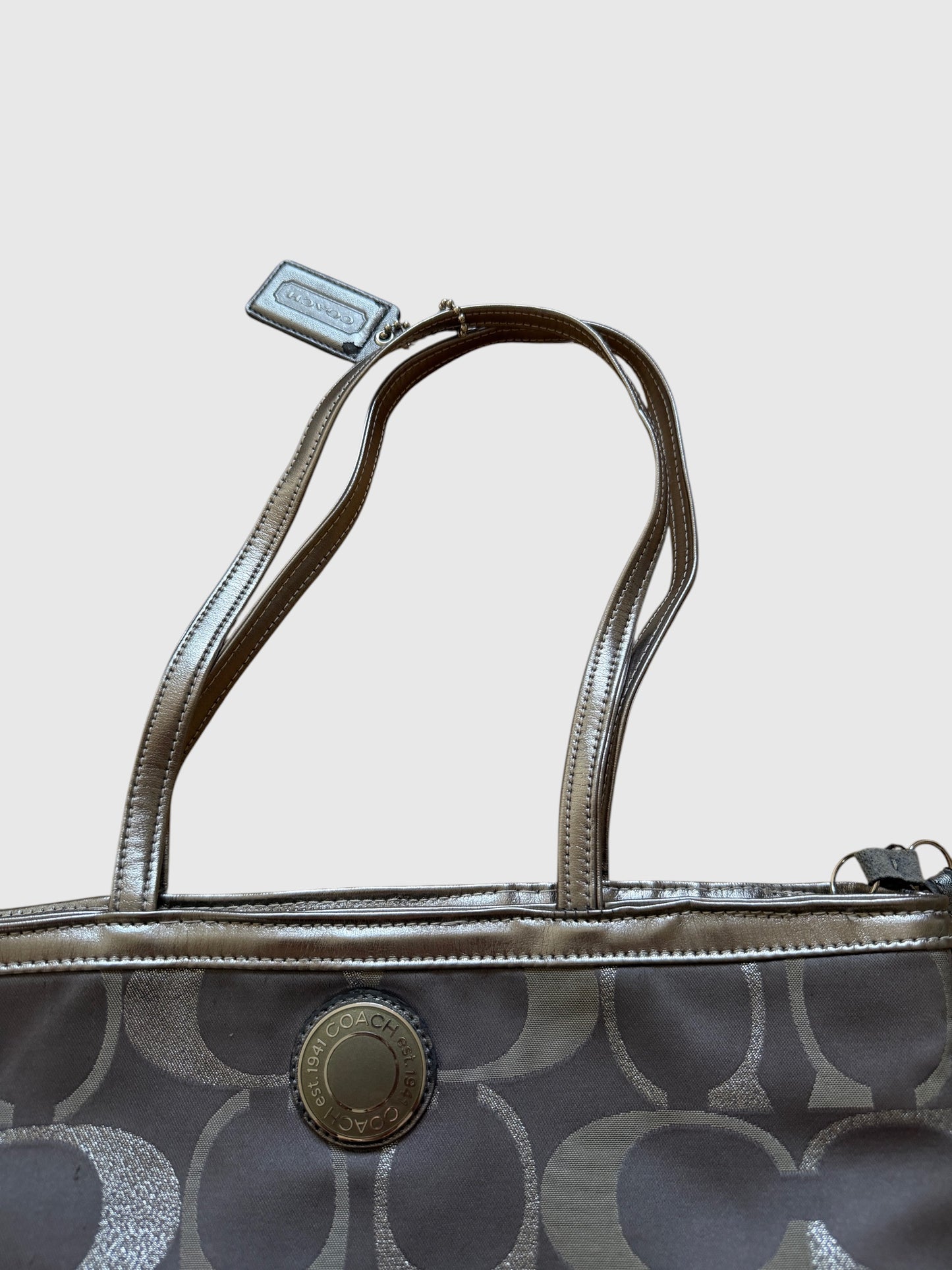 x Vintage Coach Handtasche Grau & Silber