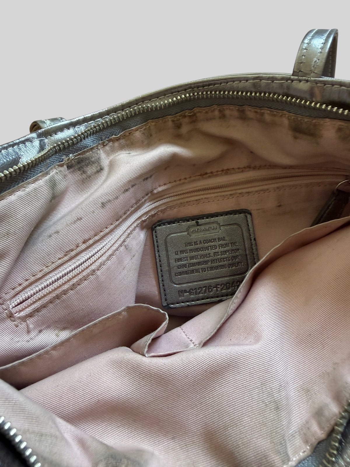 x Vintage Coach Handtasche Grau & Silber