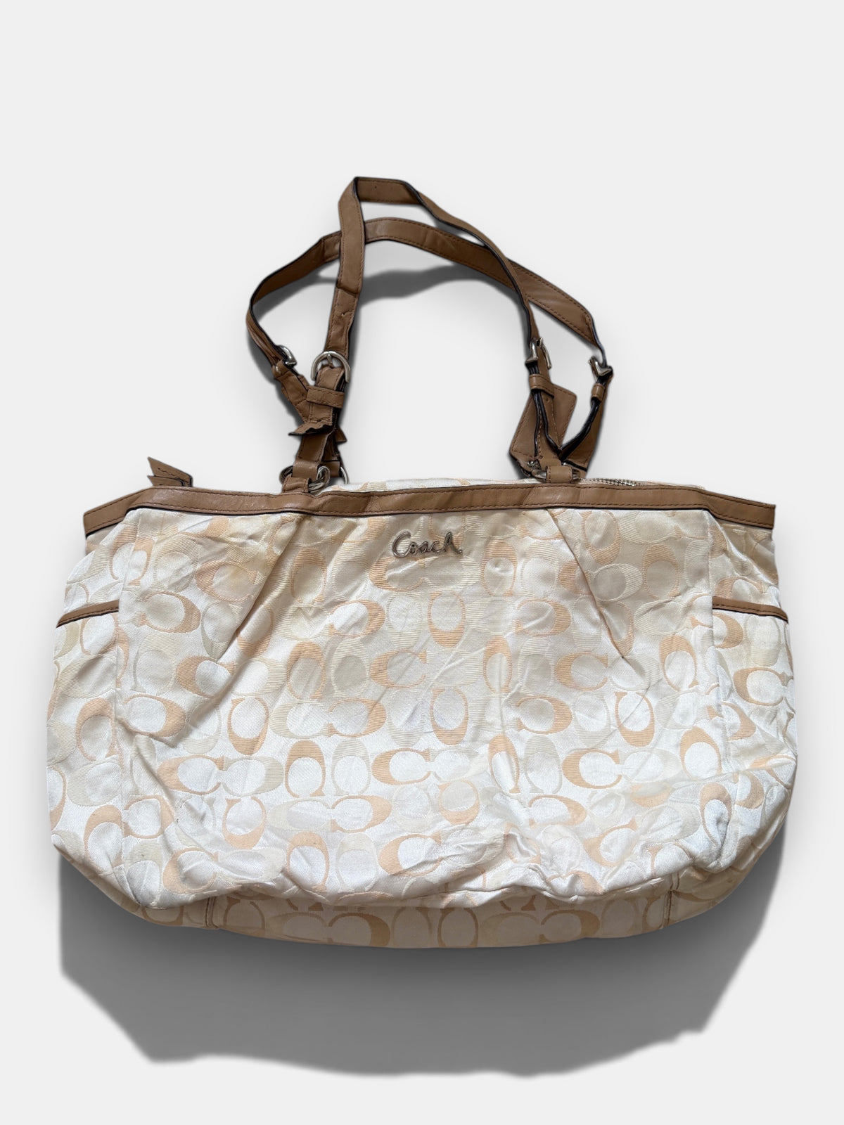 x Vintage Coach Signature Tote Bag – Creme & Beige