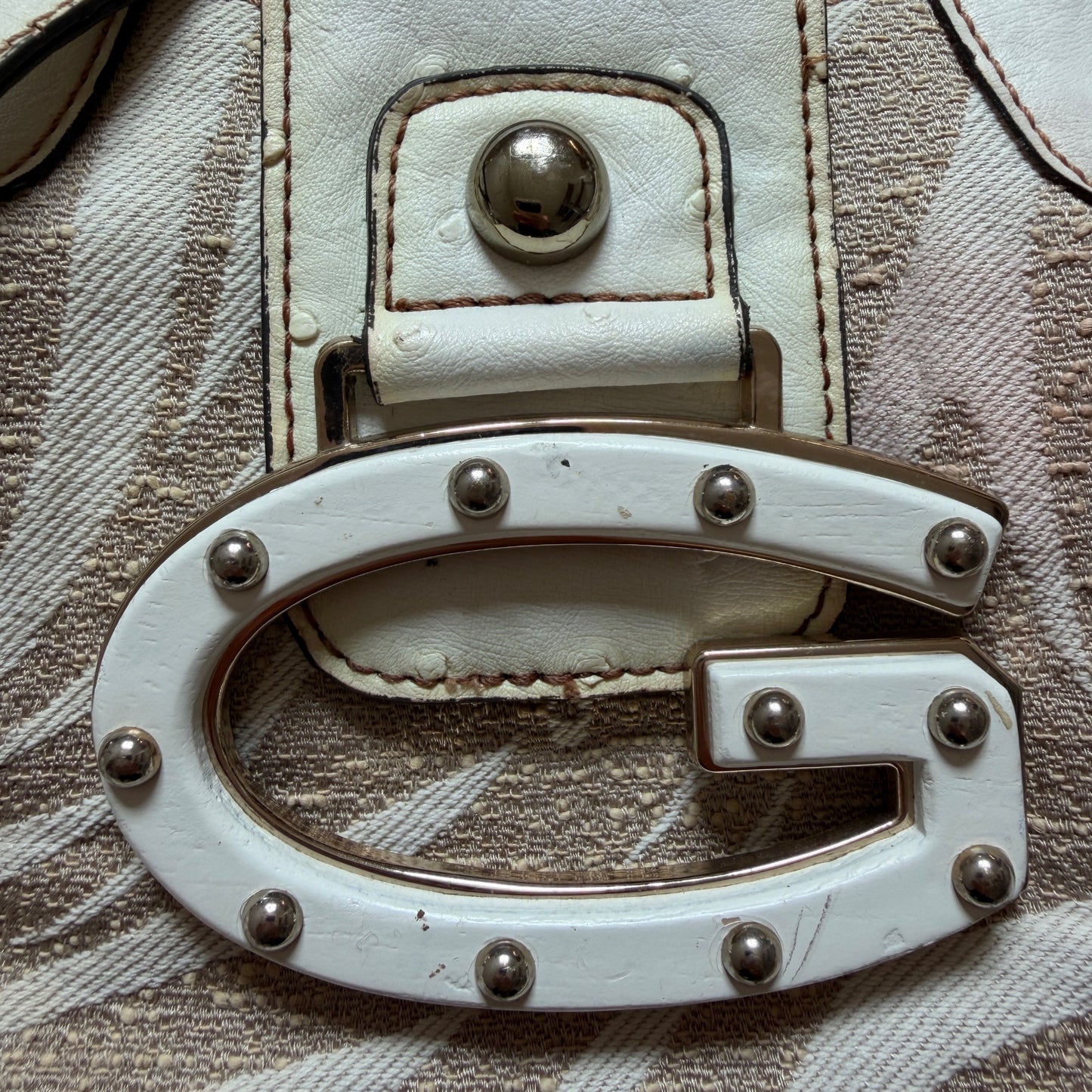 x Vintage Guess Mini Schultertasche Beige Weiss