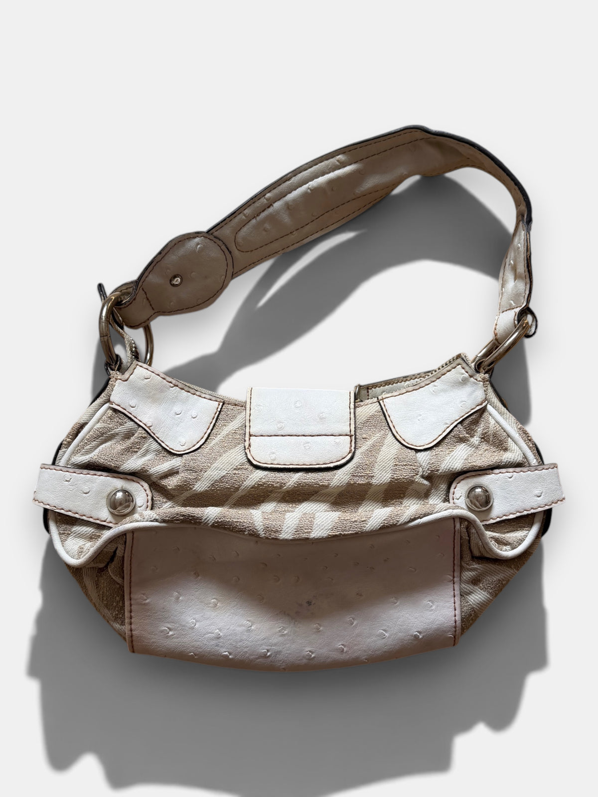 x Vintage Guess Mini Schultertasche Beige Weiss