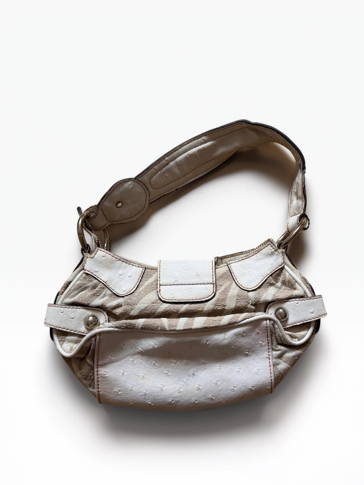 x Vintage Guess Mini Schultertasche Beige Weiss