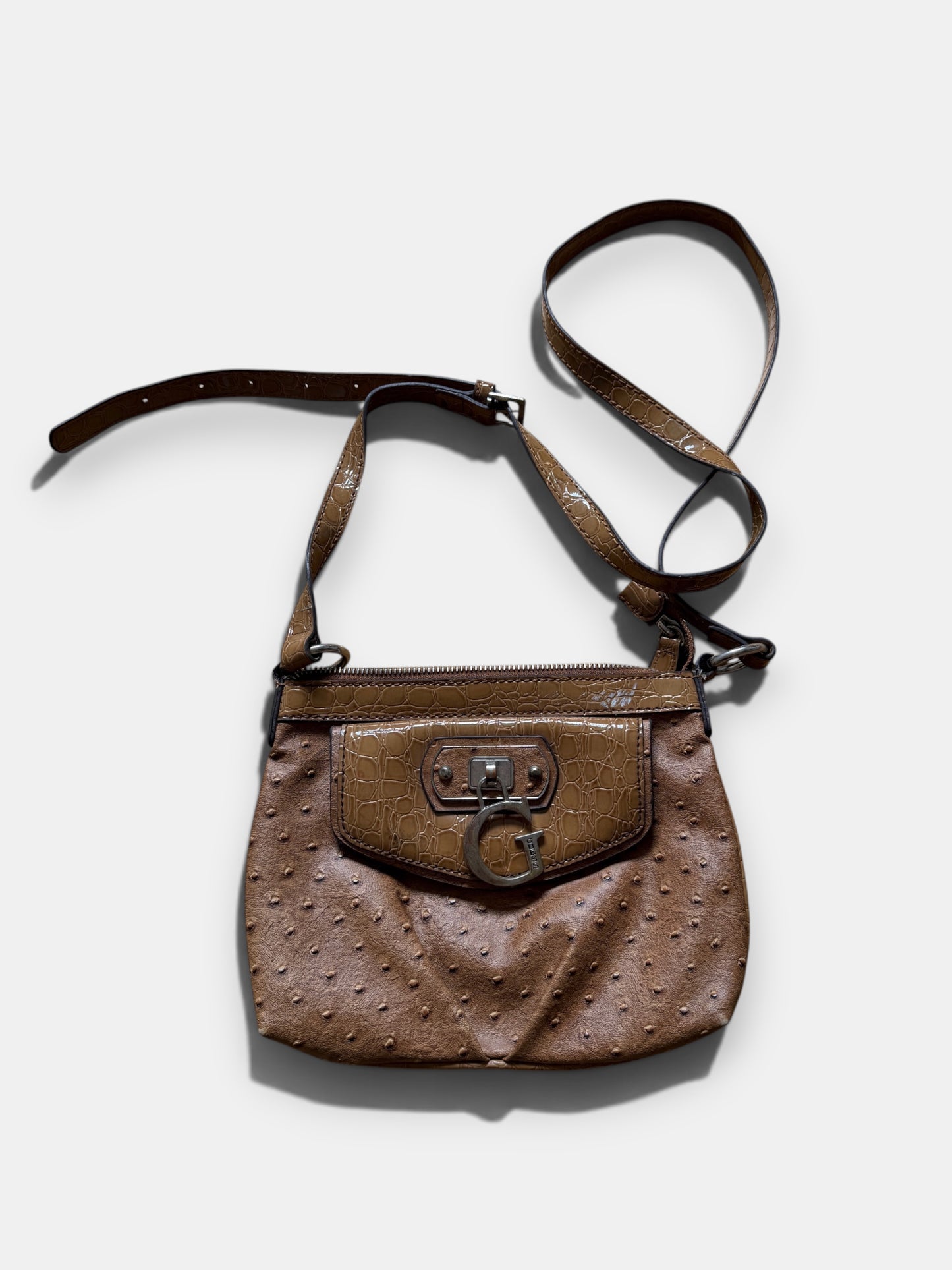 Vintage Guess Crossbody Tasche Braun Kroko Y2K