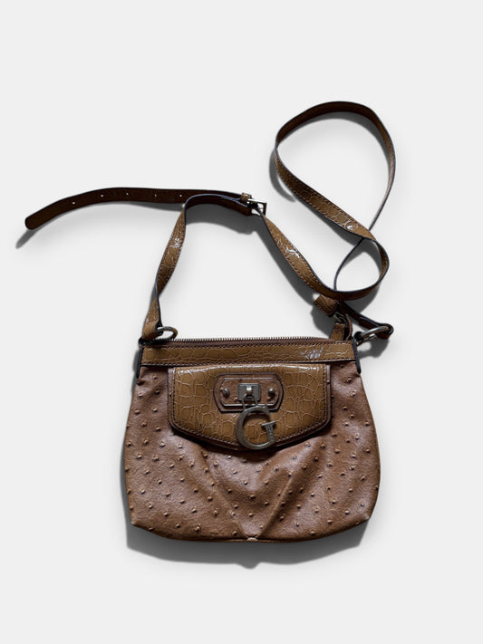 Vintage Guess Crossbody Tasche Braun Kroko Y2K