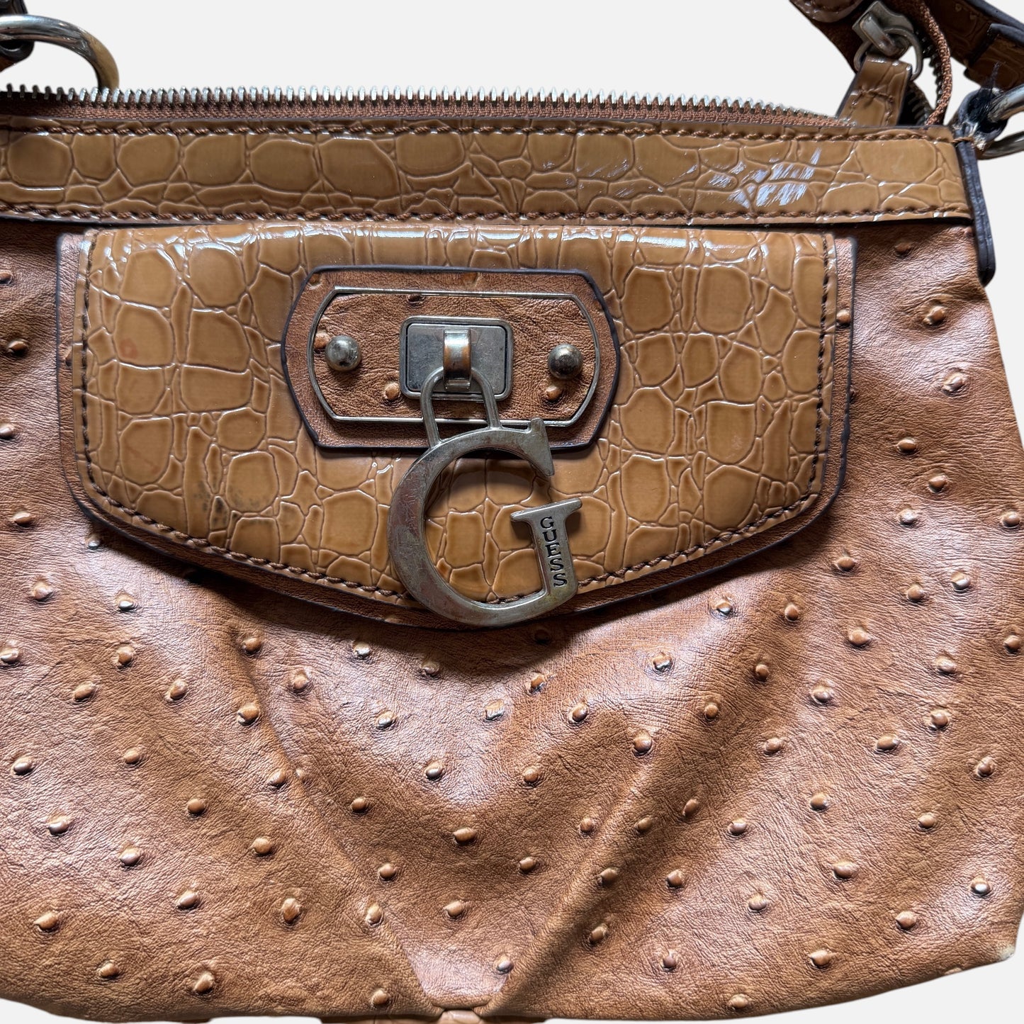 Vintage Guess Crossbody Tasche Braun Kroko Y2K