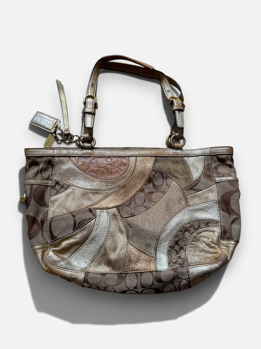 Vintage Coach Patchwork Handtasche Metallic Braun Y2K