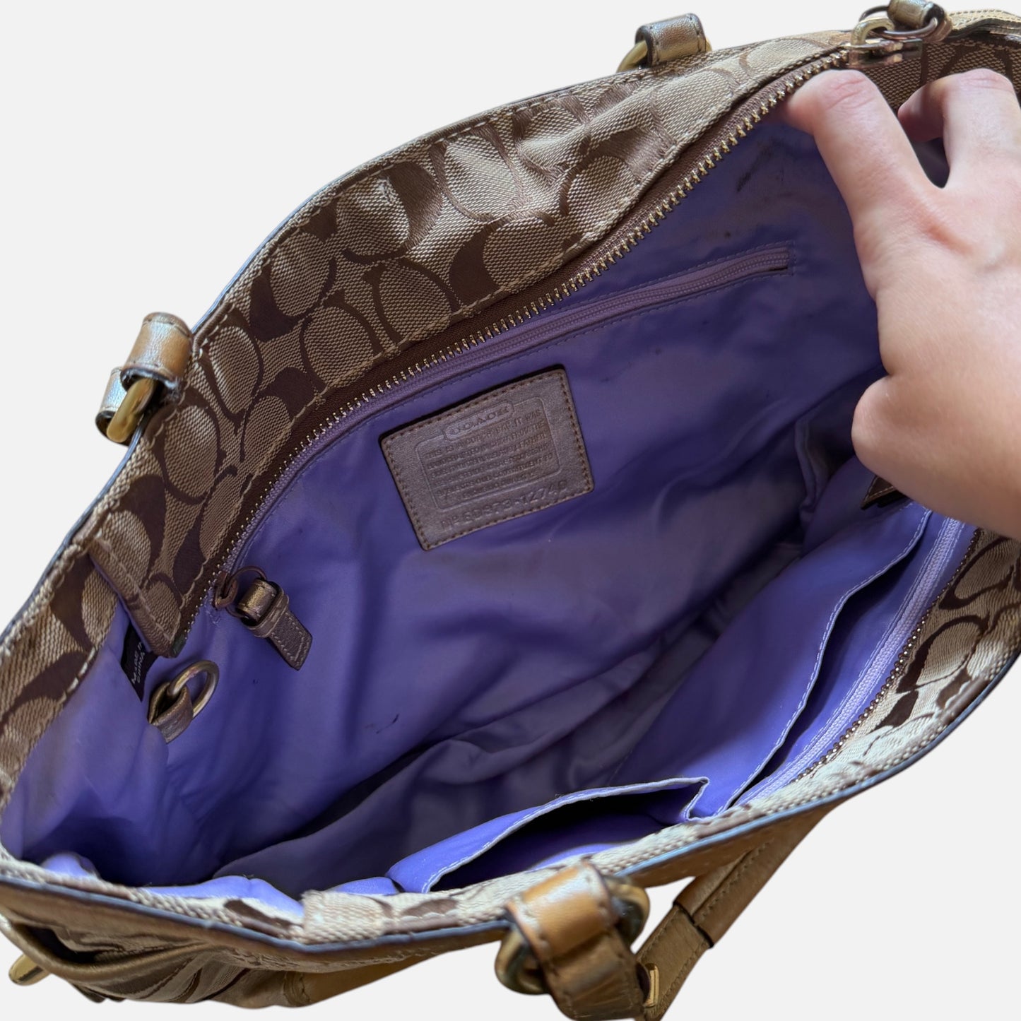 Vintage Coach Patchwork Handtasche Metallic Braun Y2K