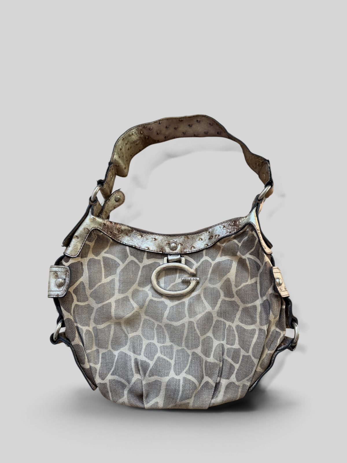 Vintage Guess Giraffe Print Shoulder Bag Gold