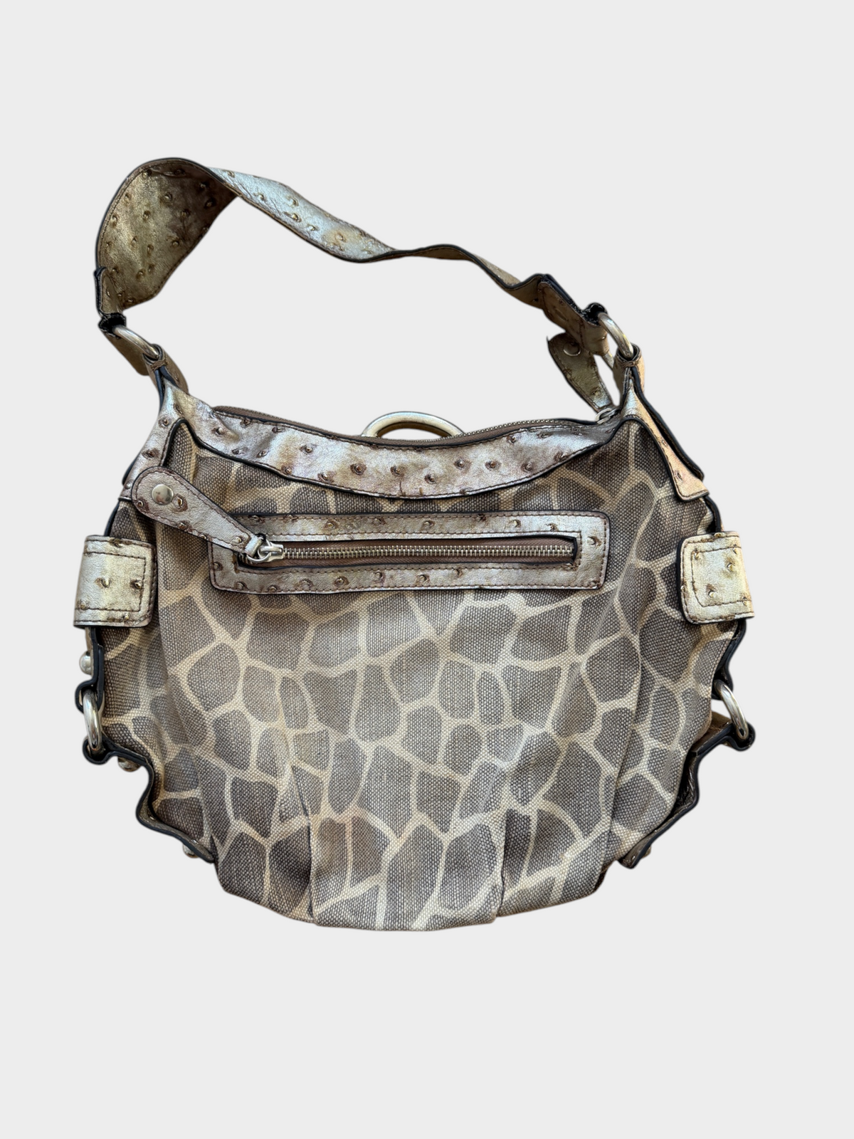 Vintage Guess Giraffe Print Shoulder Bag Gold