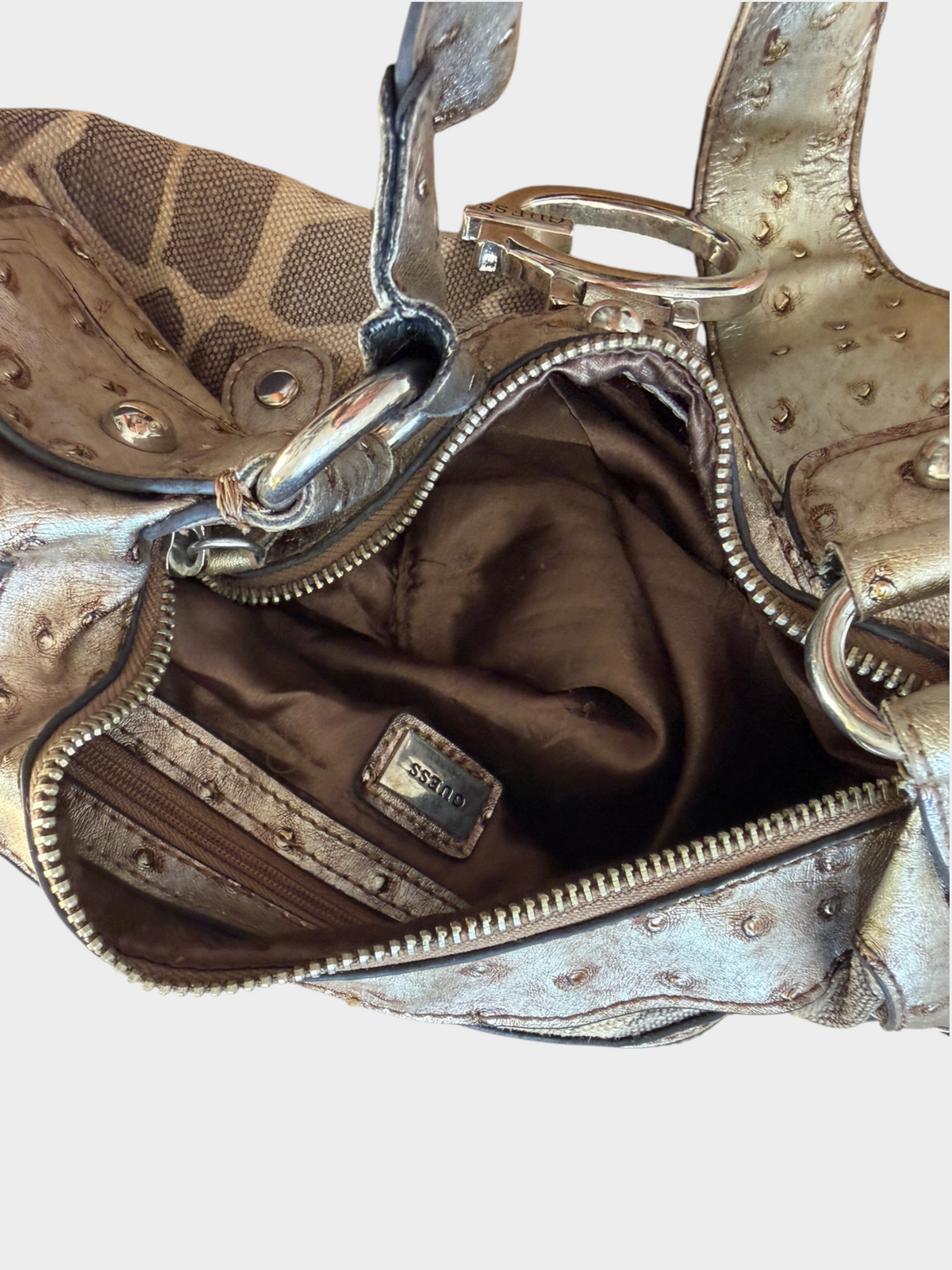 Vintage Guess Giraffe Print Shoulder Bag Gold