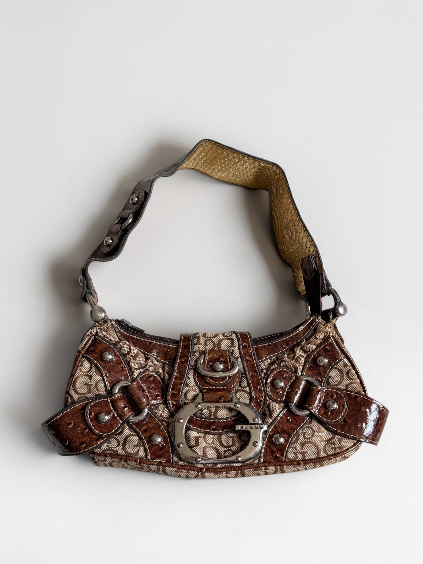 Guess Vintage Shoulder Bag Monogramm Braun