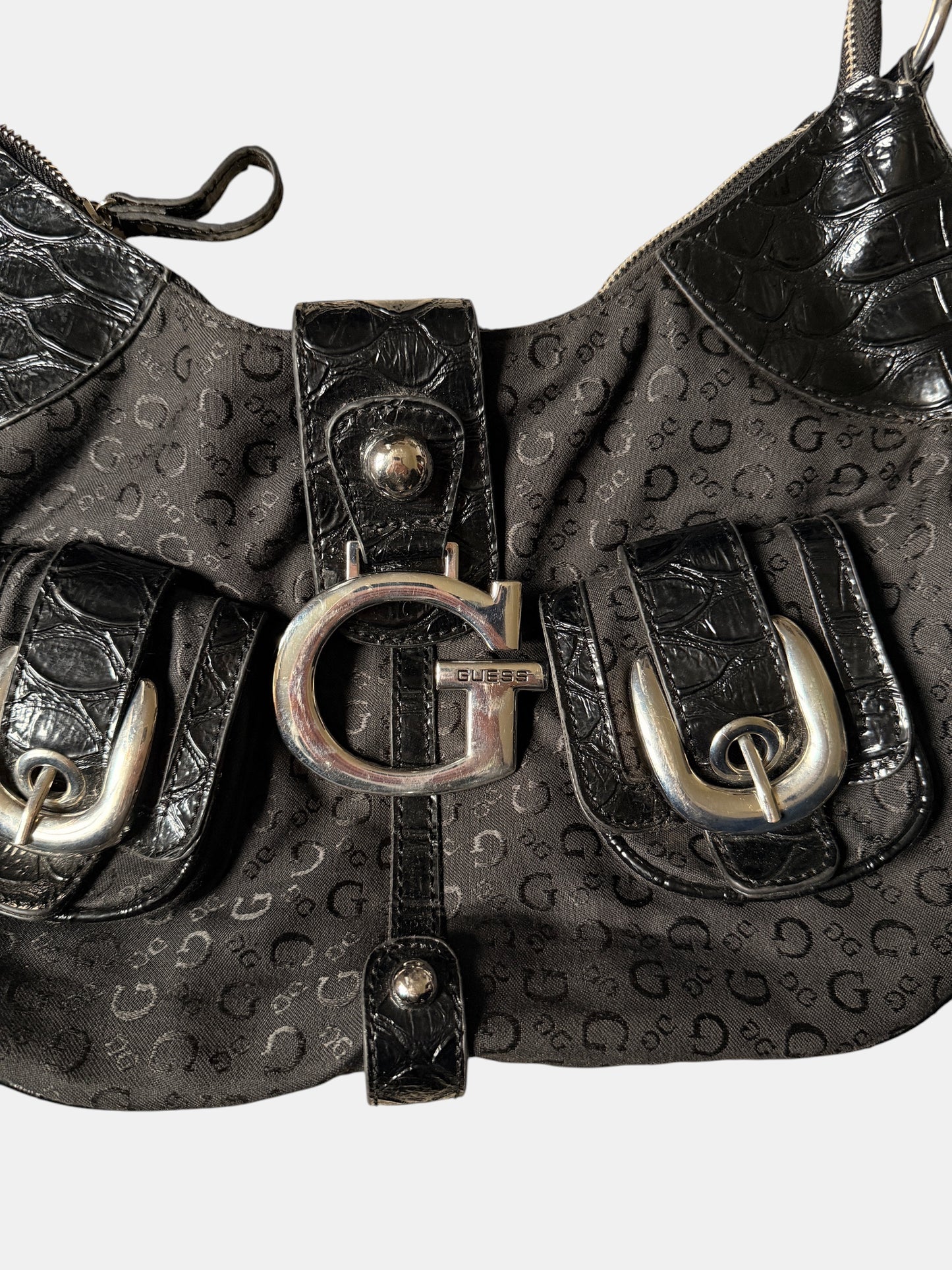 Vintage Guess Y2K Schultertasche Schwarz