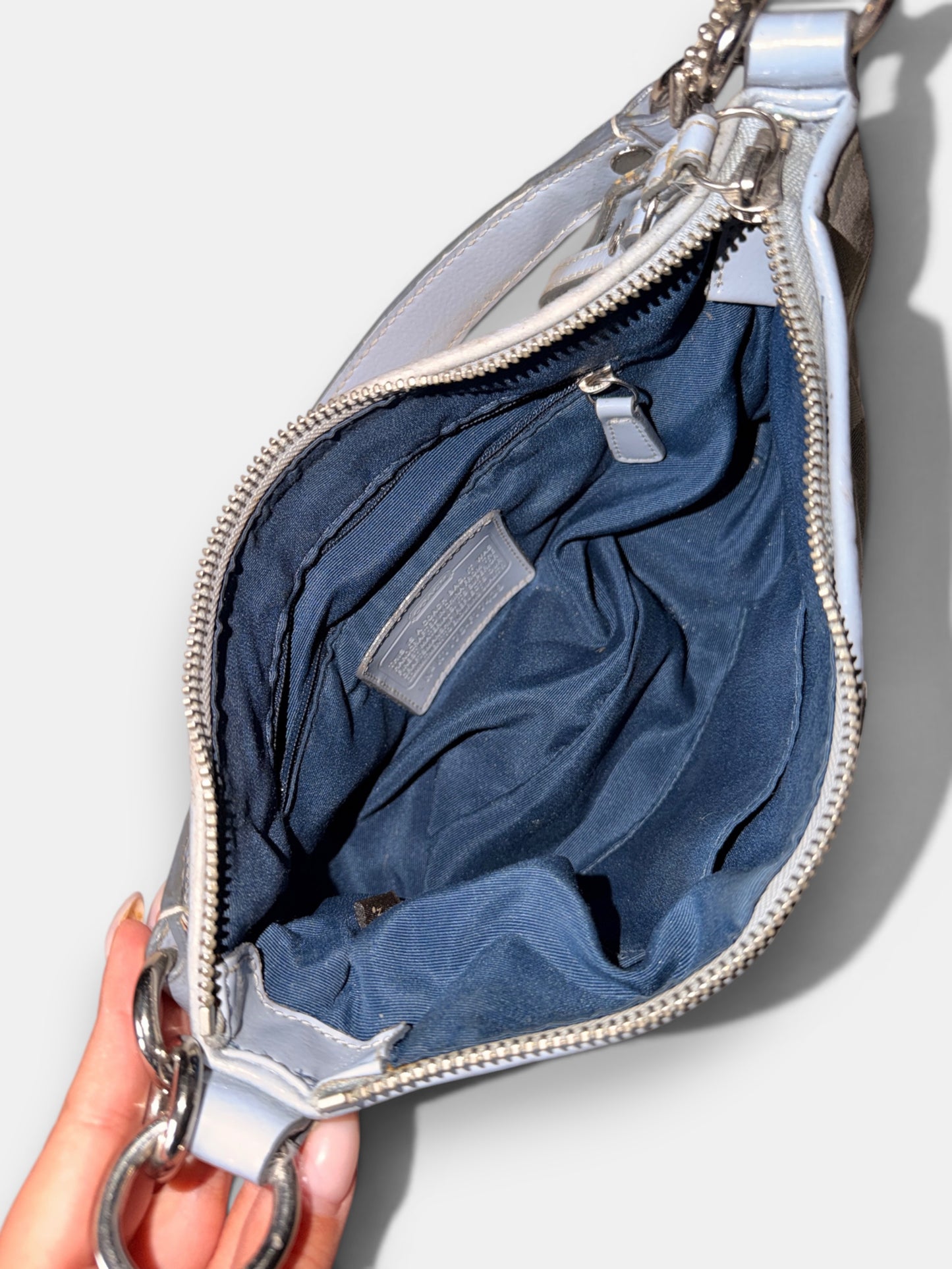 Vintage Coach Schultertasche Hellblau