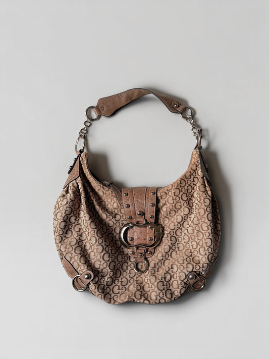 Guess Hobo Bag Monogramm – Beige & Braun