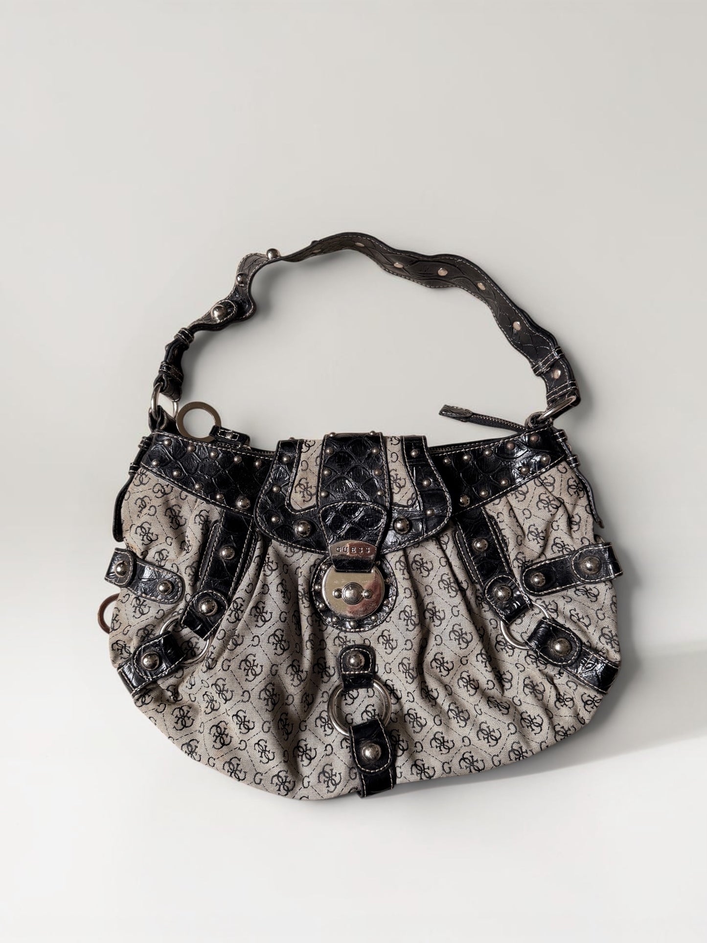 Vintage Guess Monogram Shopper Schwarz