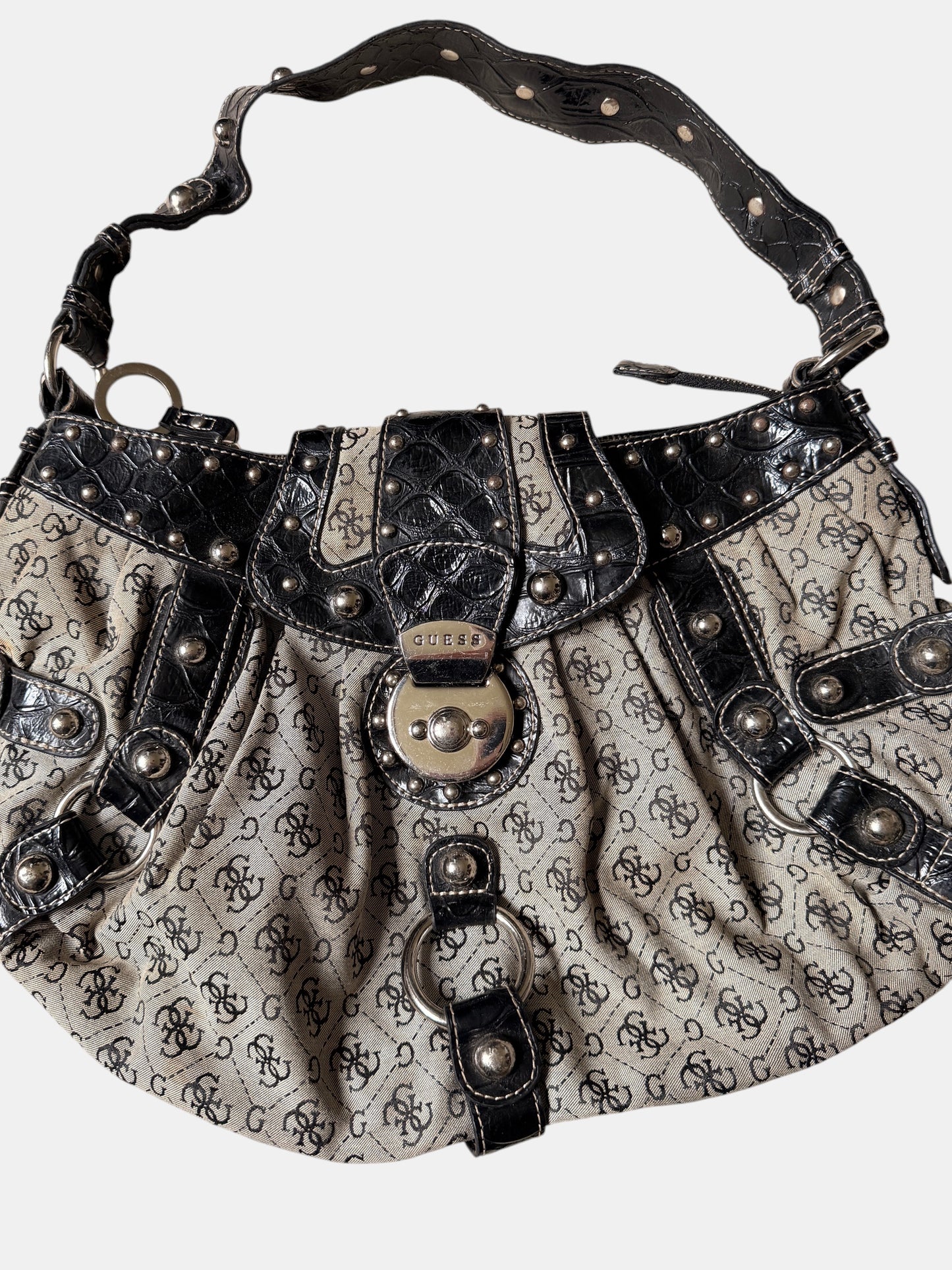 Vintage Guess Monogram Shopper Schwarz
