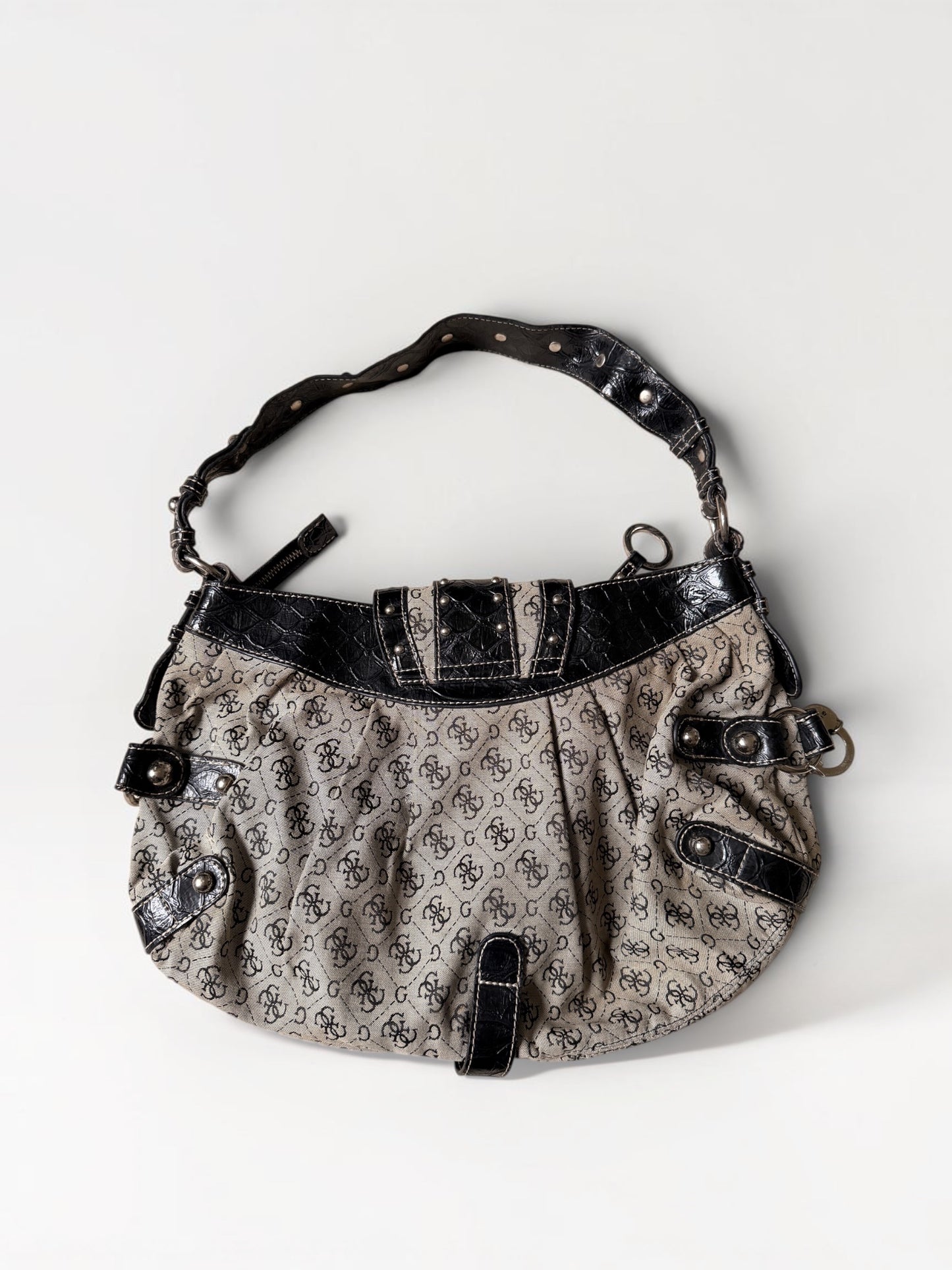 Vintage Guess Monogram Shopper Schwarz