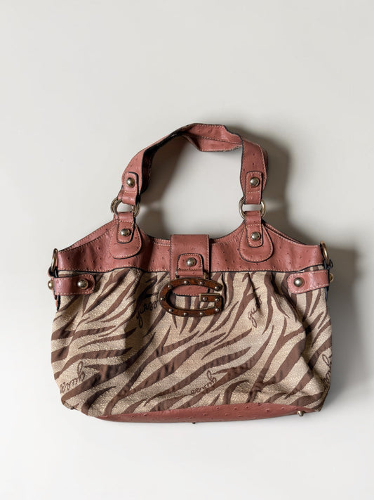 x Guess Zebra Handtasche – Rosa & Braun