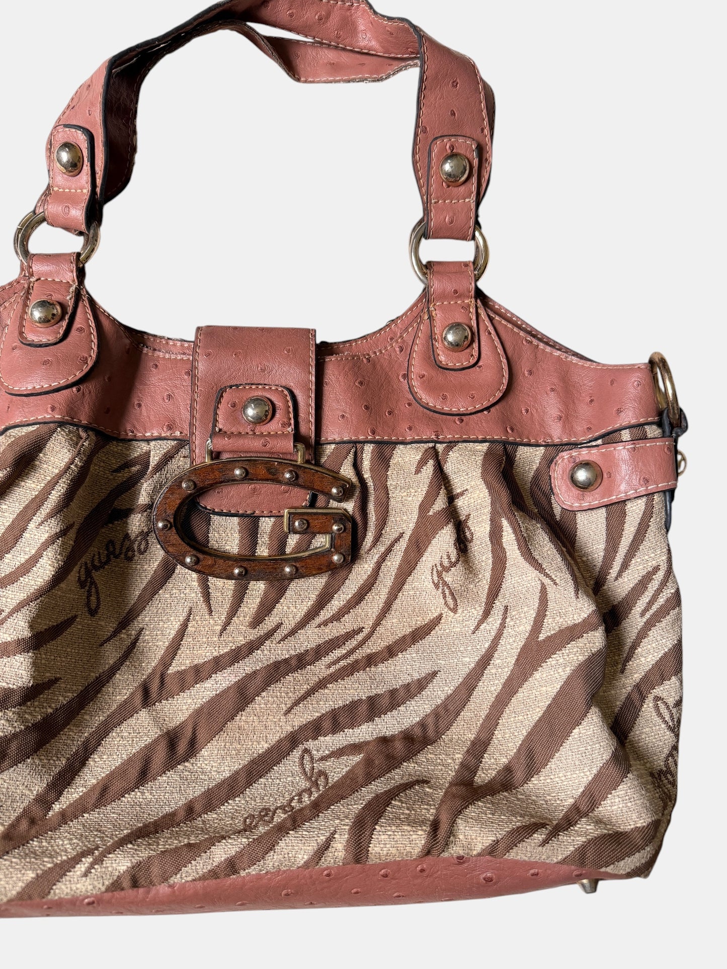 x Guess Zebra Handtasche – Rosa & Braun