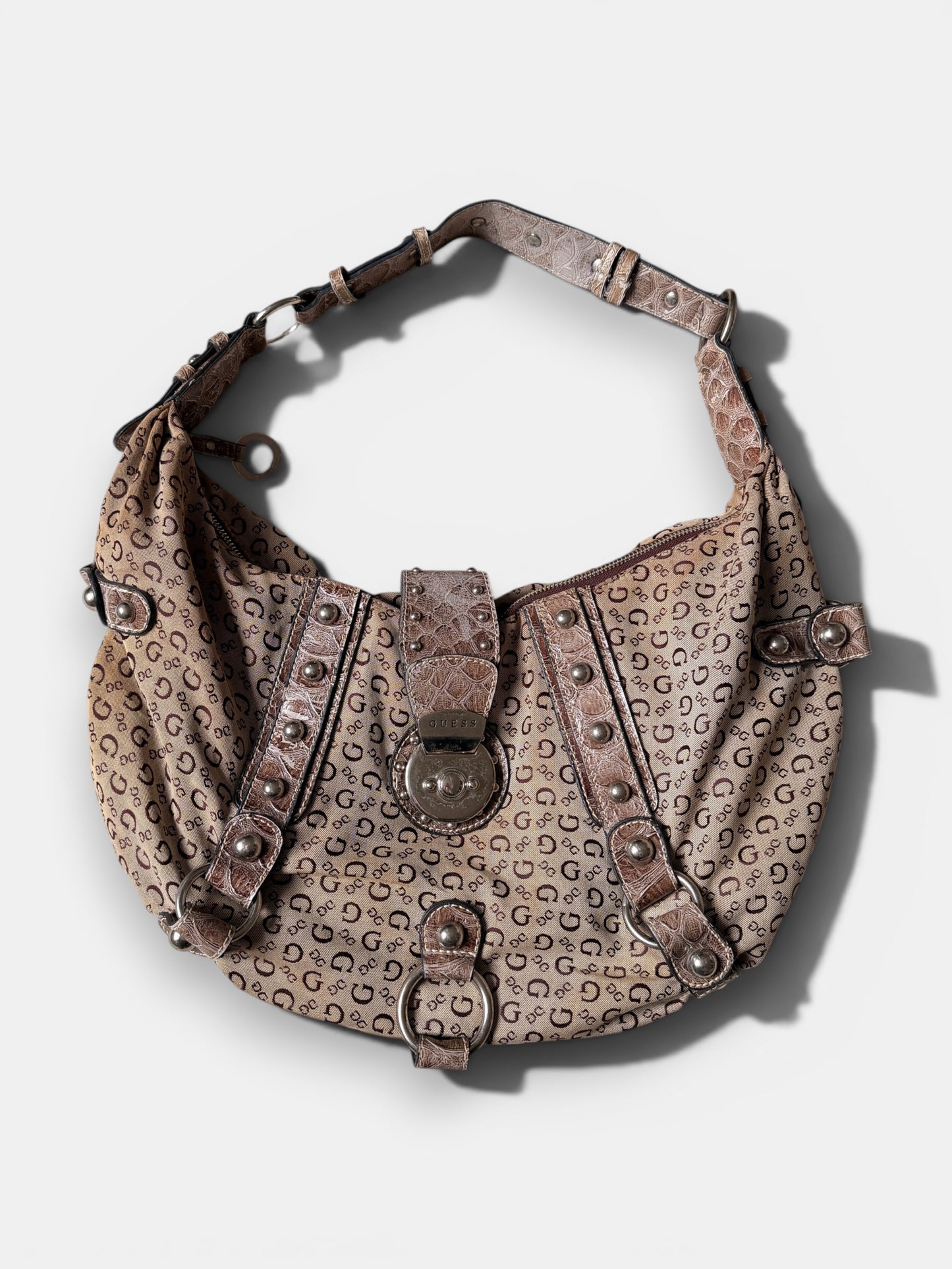 Vintage Guess Monogram Shopper Beige