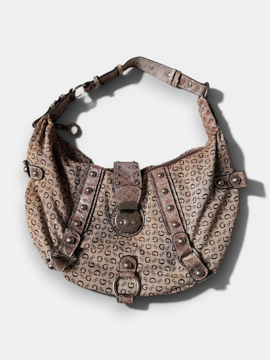 Vintage Guess Monogram Shopper Beige