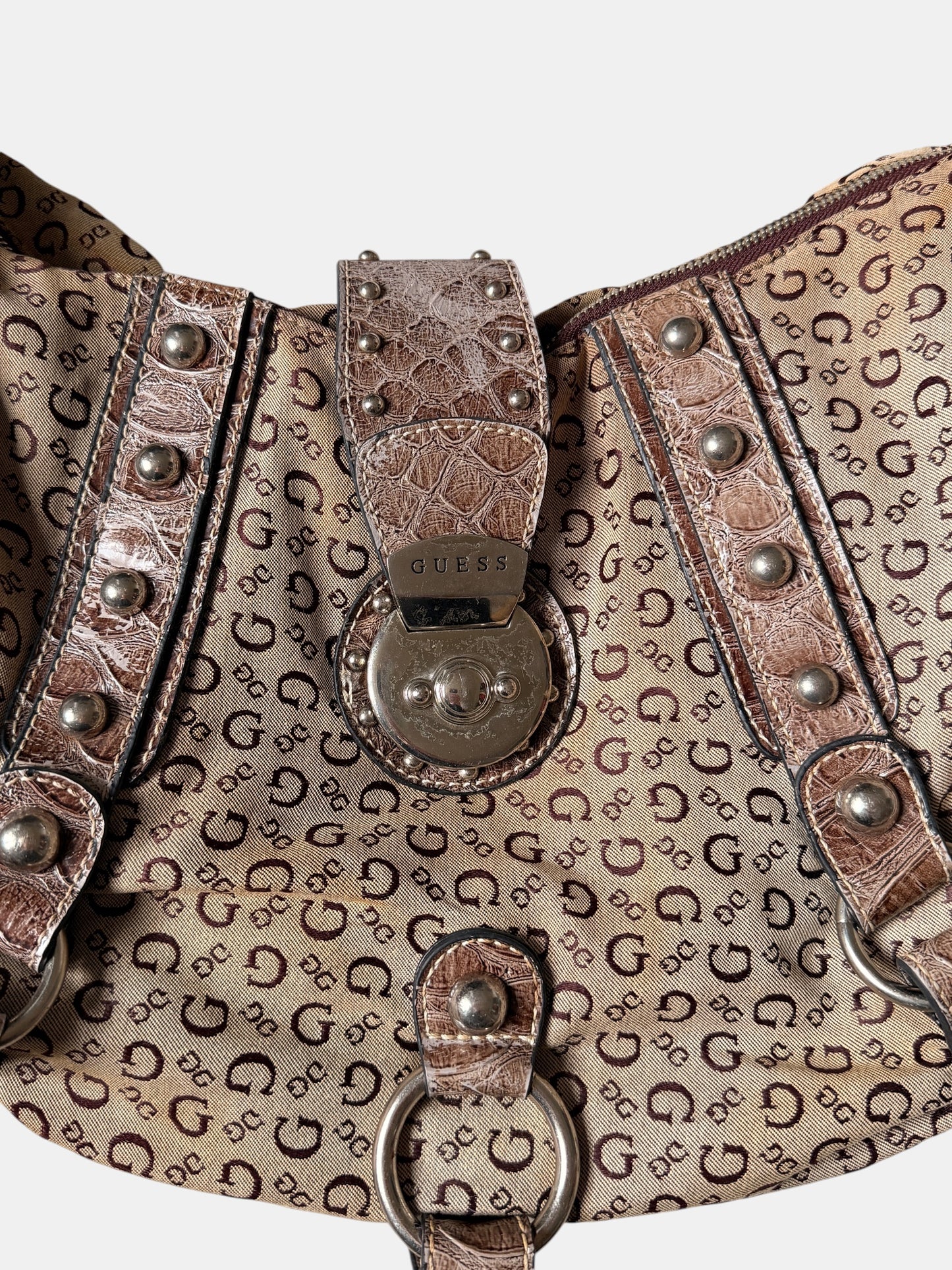 Vintage Guess Monogram Shopper Beige