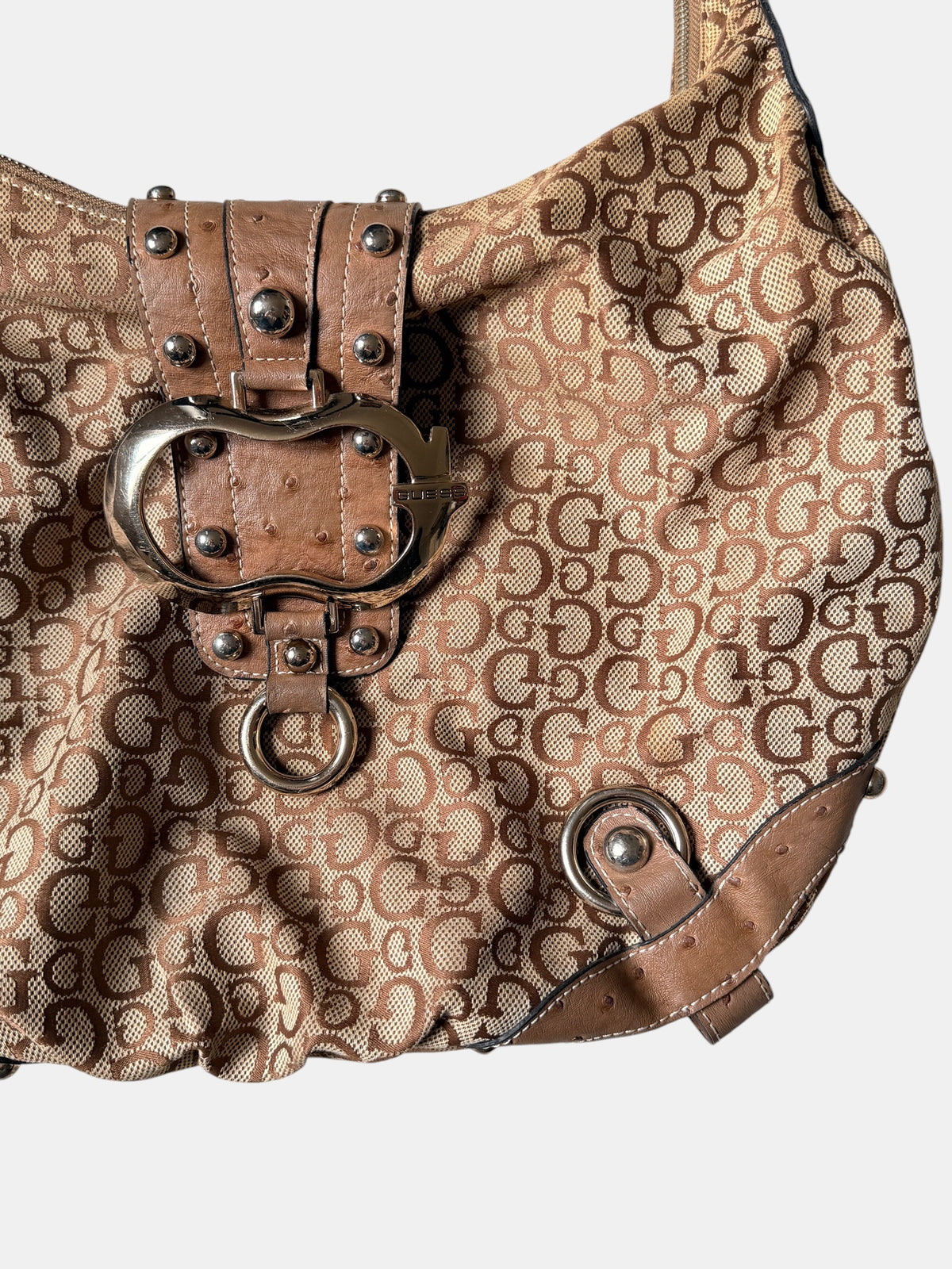 Guess Hobo Bag Monogramm – Beige & Braun