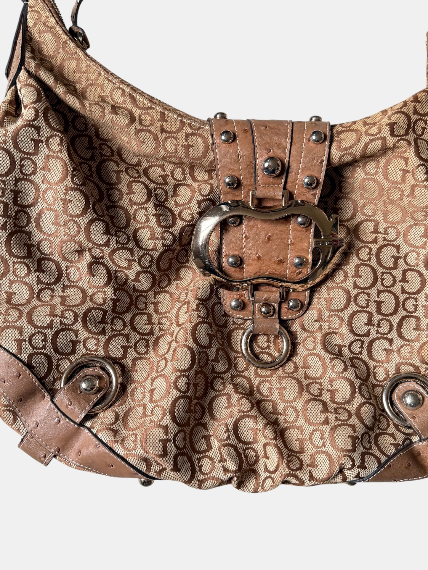 Guess Hobo Bag Monogramm – Beige & Braun