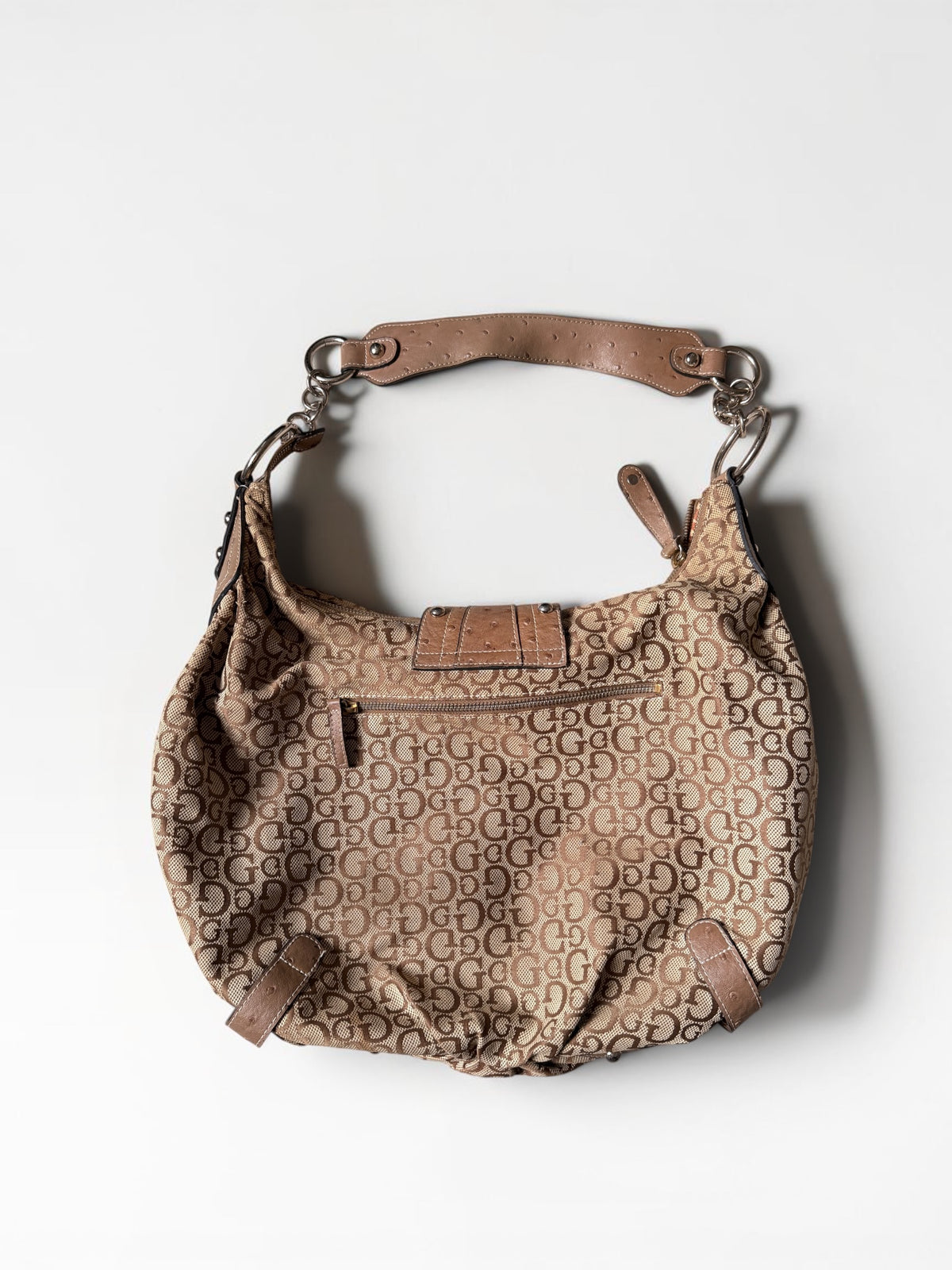 Guess Hobo Bag Monogramm – Beige & Braun