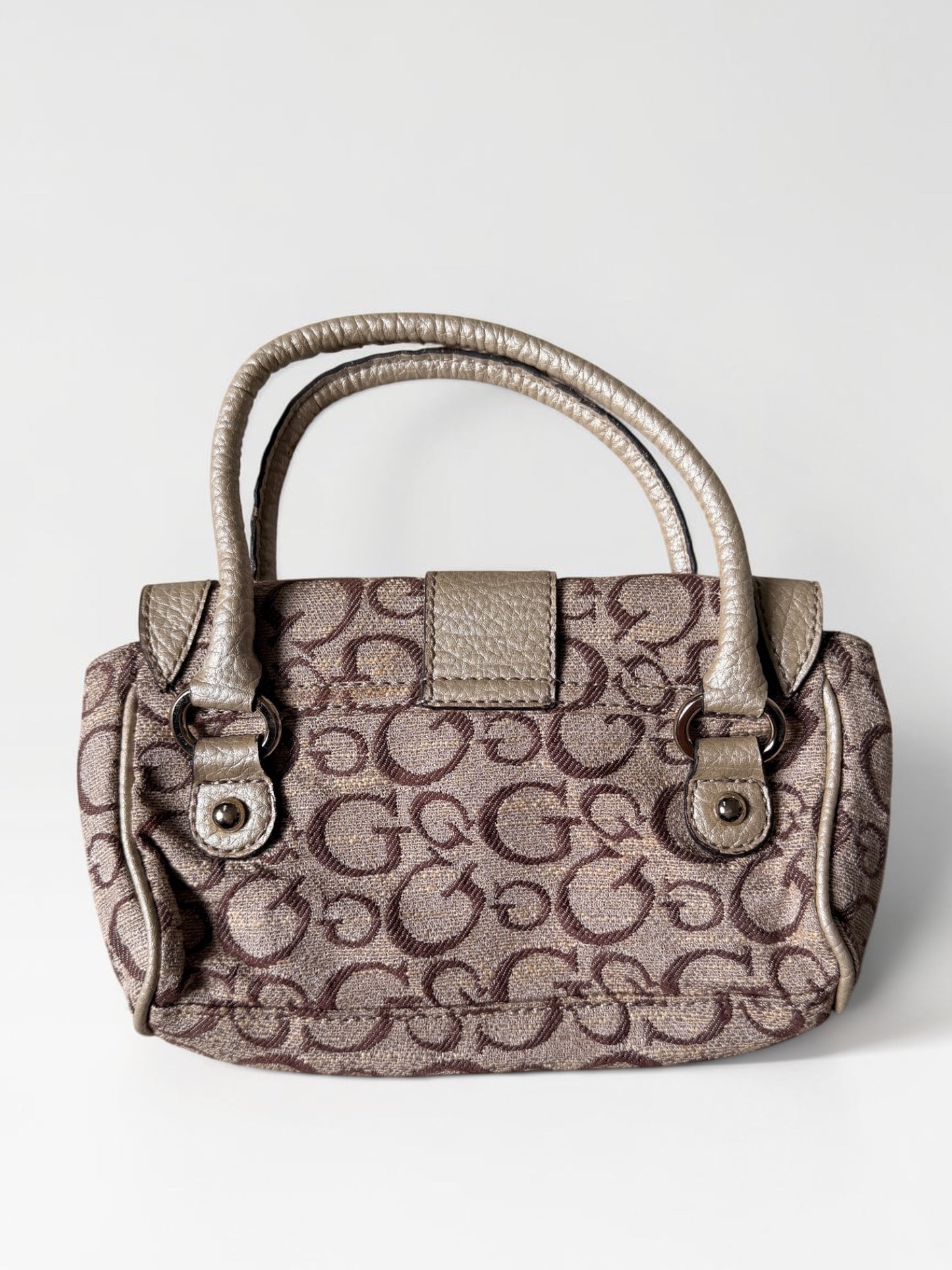 Vintage Guess Handtasche Beige Bordeaux Monogramm