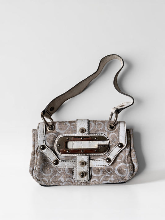 Vintage Guess Mini Shoulder Bag – Beige & Weiss