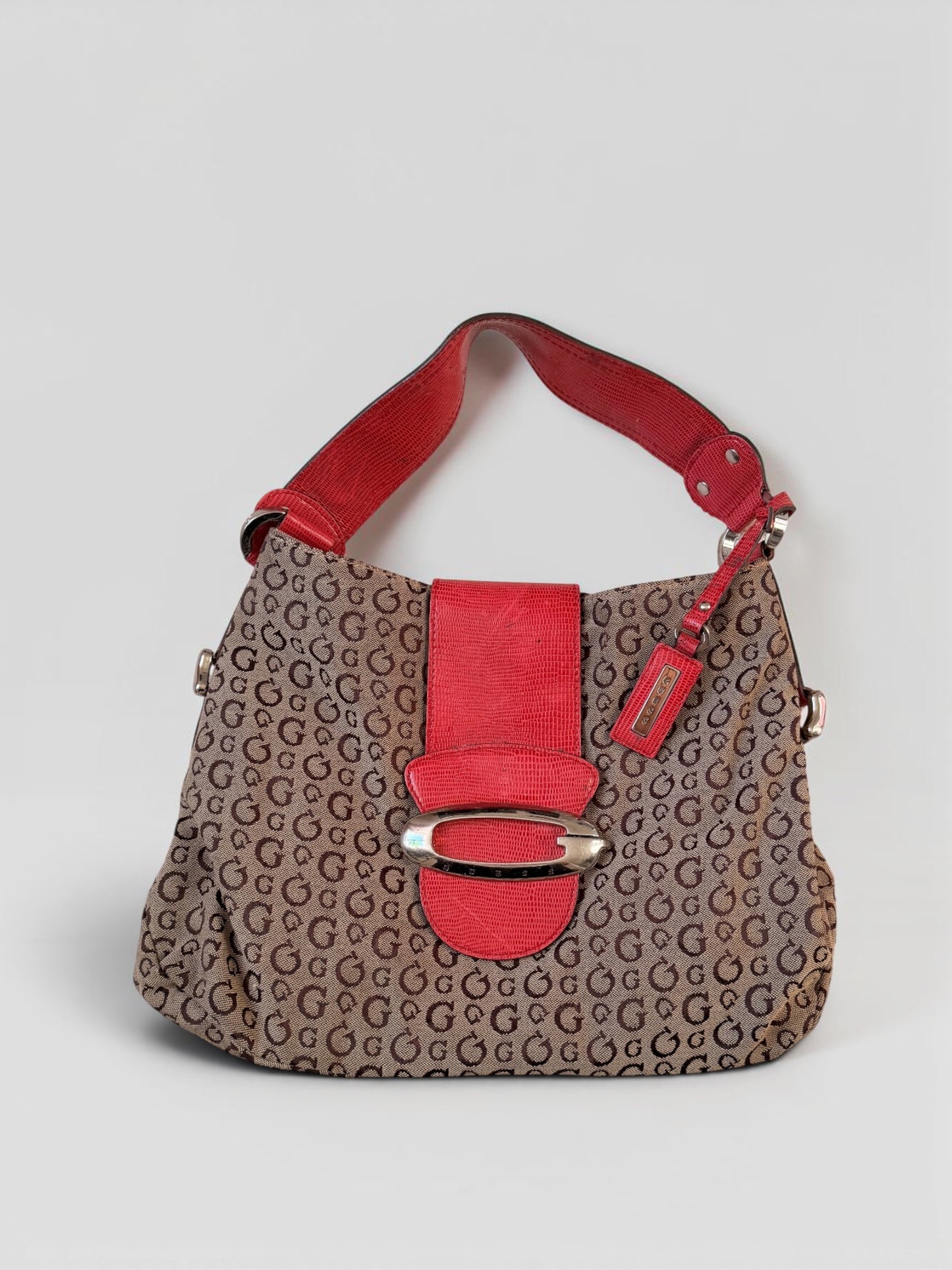 Vintage Guess Monogram Schultertasche Rot