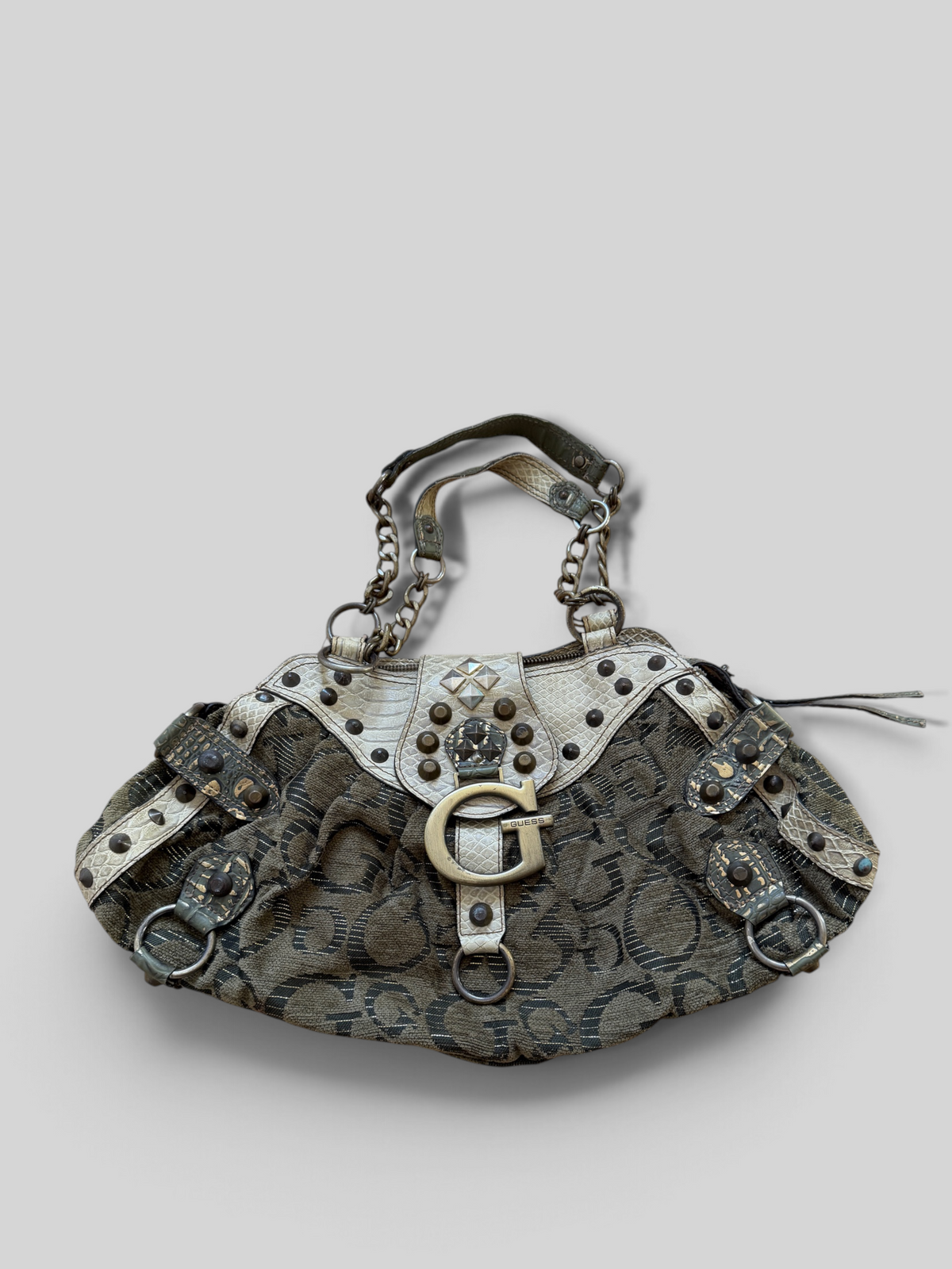 Vintage Guess Monogram Chain Shoulder Bag