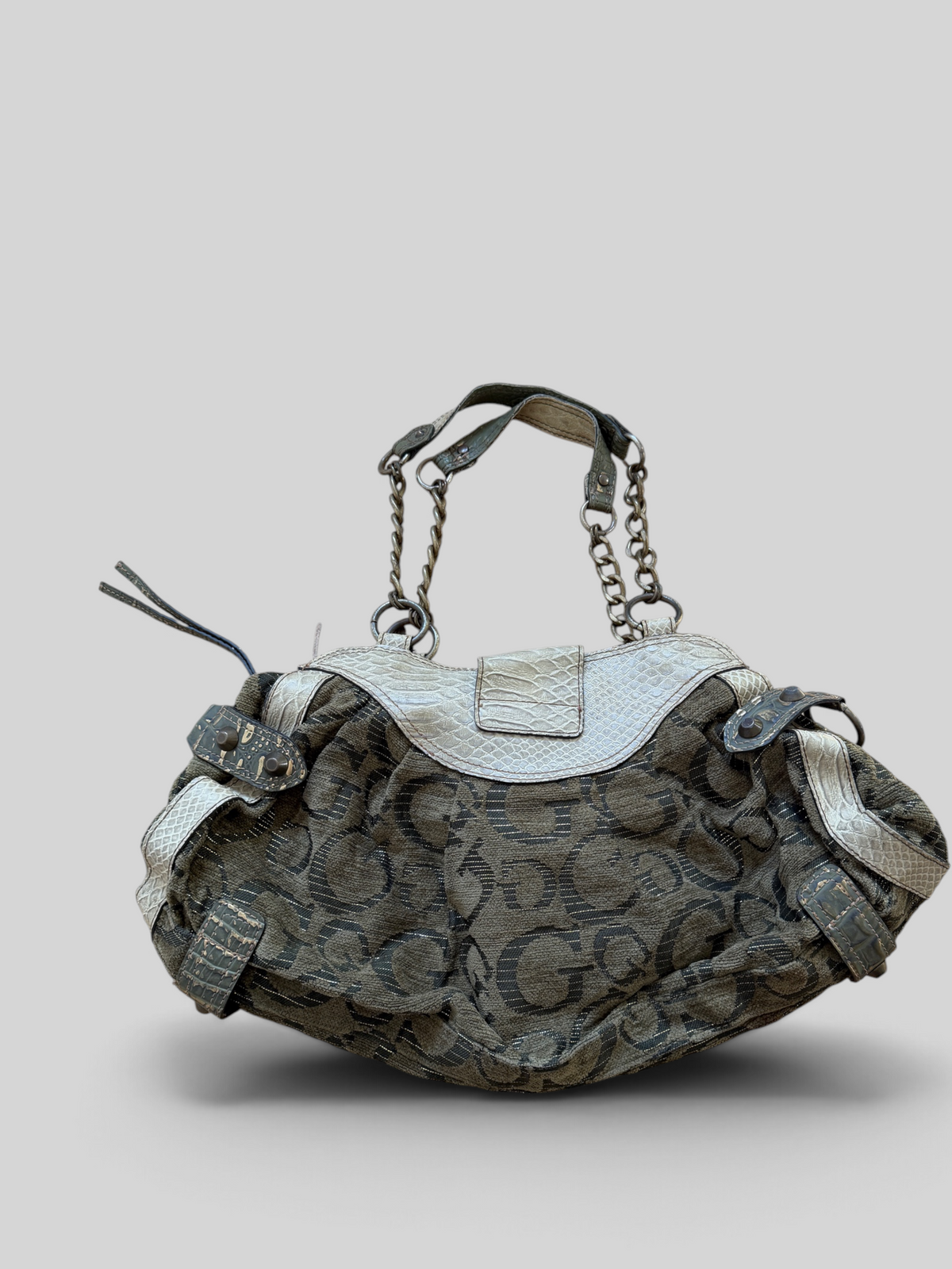 Vintage Guess Monogram Chain Shoulder Bag