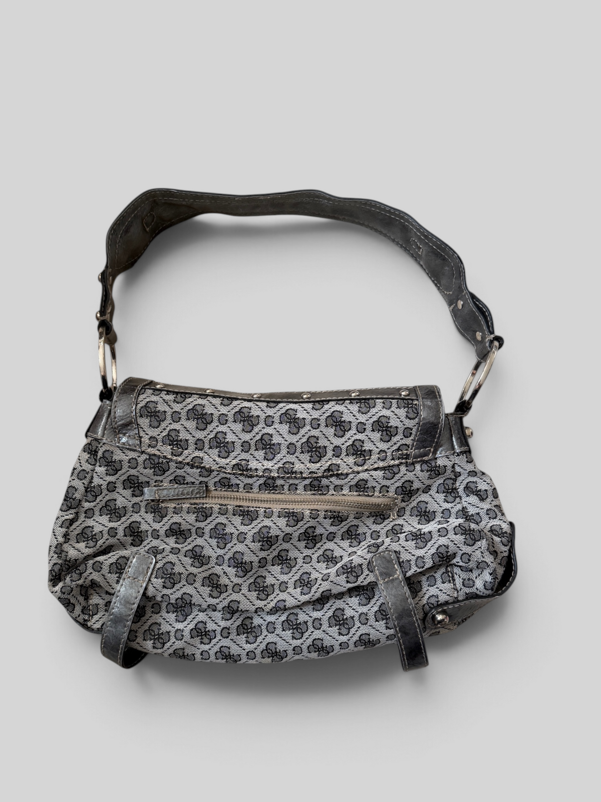 Vintage Guess Monogram Shoulder Bag Grau & Schwarz